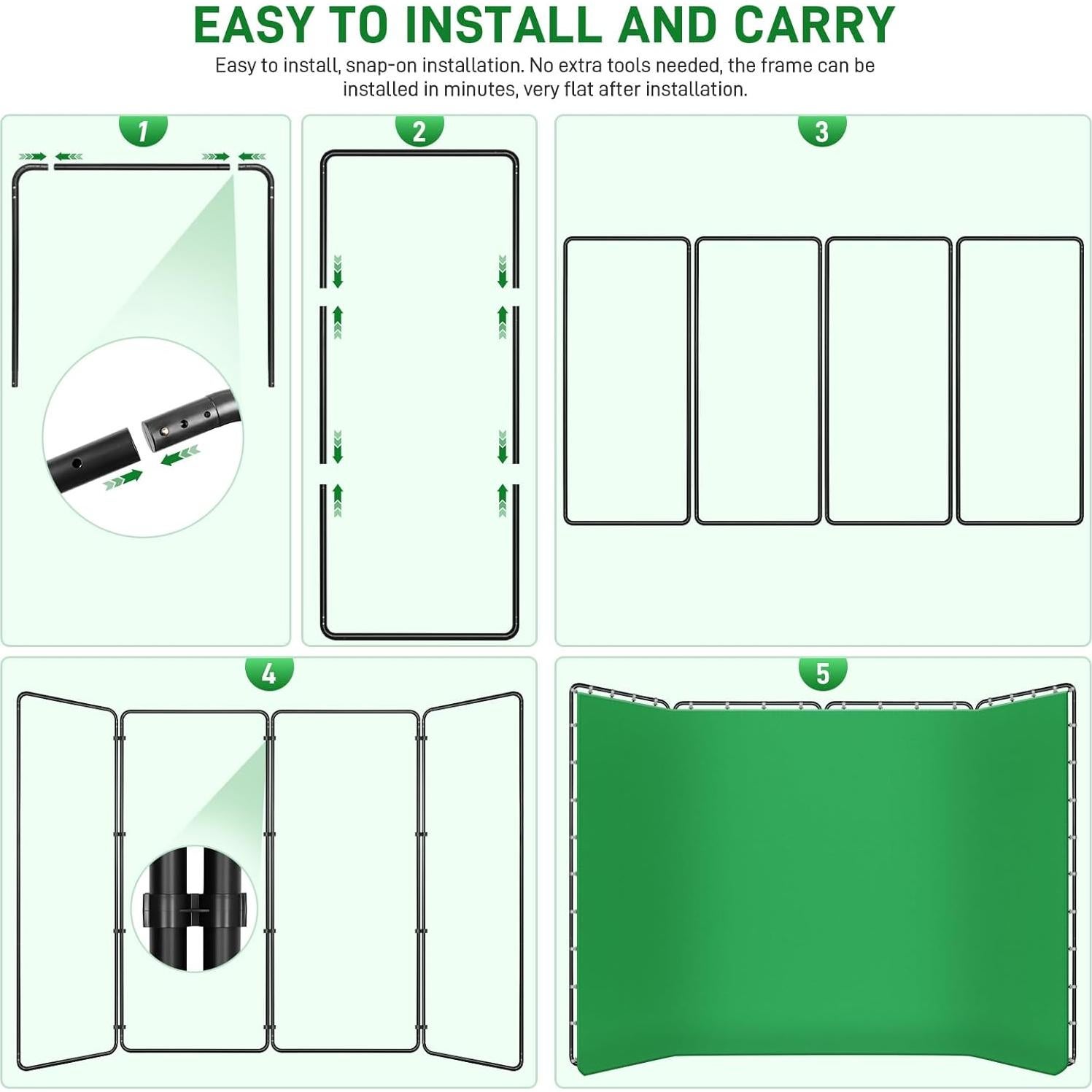 Fondo Verde Plegable 4x2.4m Zyernar para Estudio y Streaming