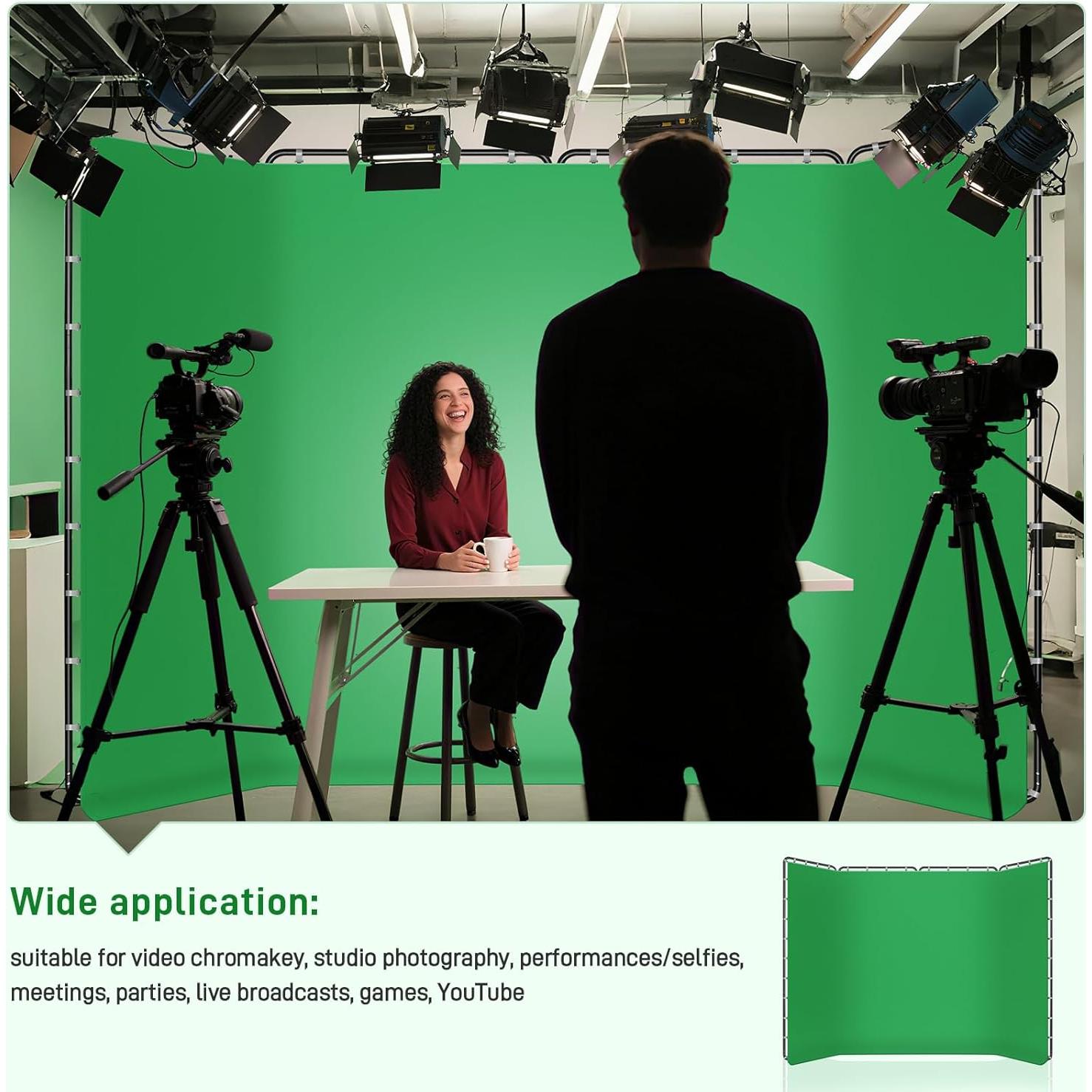 Fondo Verde Plegable 4x2.4m Zyernar para Estudio y Streaming