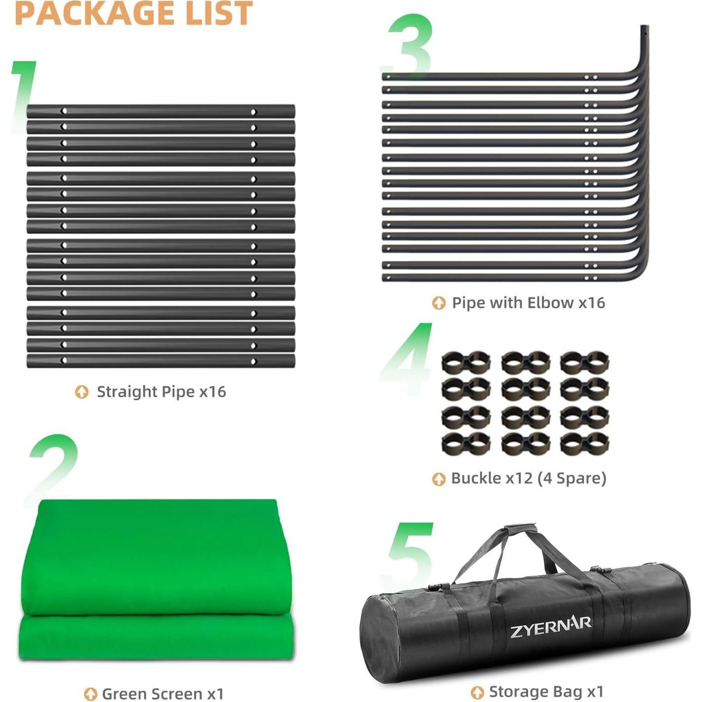 Fondo Verde Plegable 4x2.4m Zyernar para Estudio y Streaming