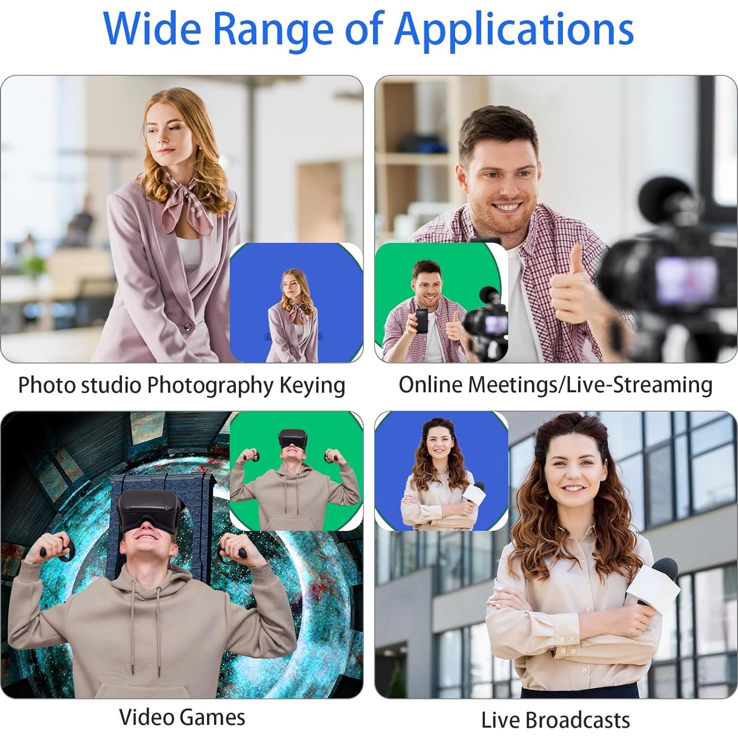 Fondo Verde Portátil 142x142cm con Soporte Reversible Azul