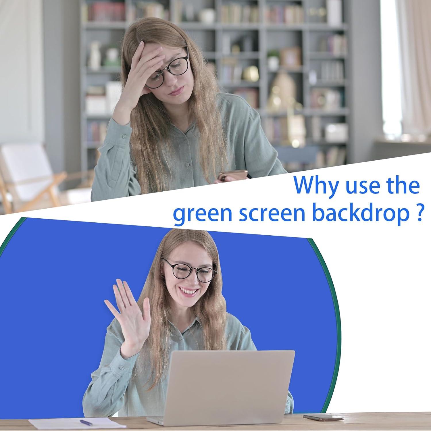 Fondo Verde Portátil 142x142cm con Soporte Reversible Azul