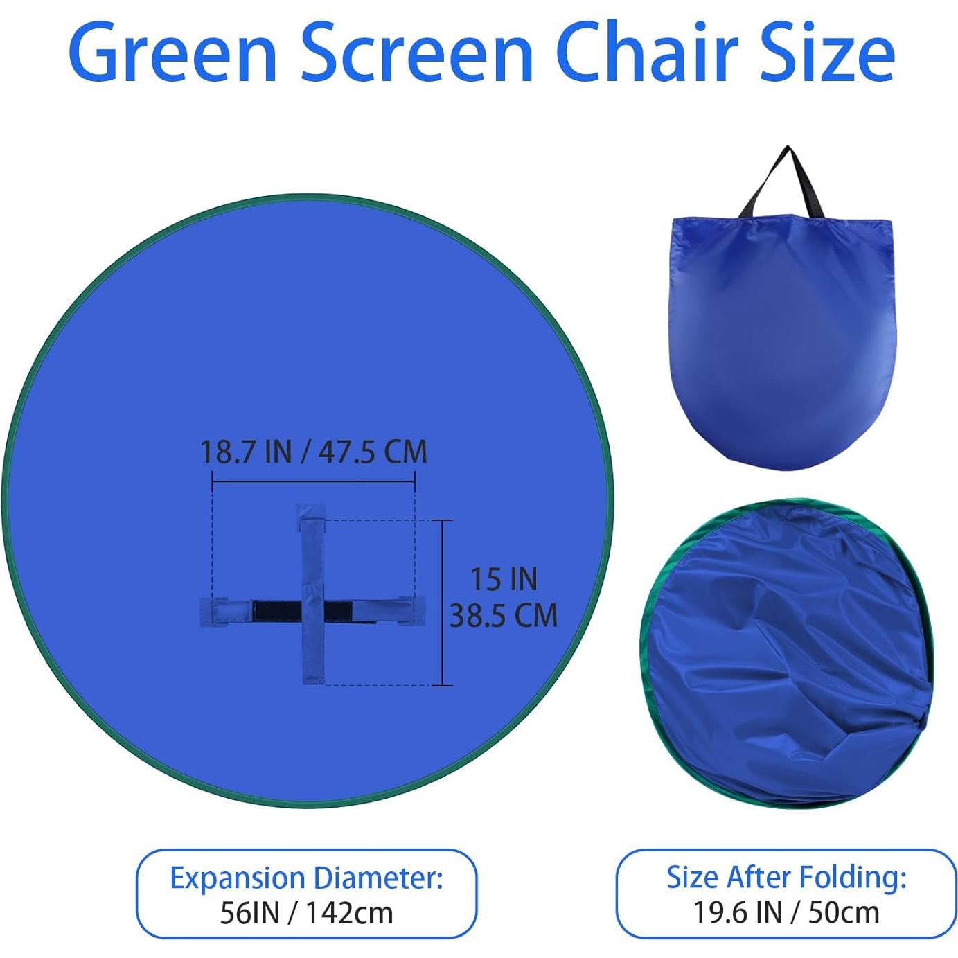 Fondo Verde Portátil 142x142cm con Soporte Reversible Azul