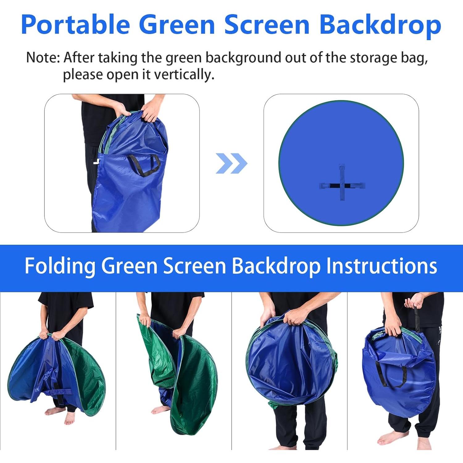 Fondo Verde Portátil 142x142cm con Soporte Reversible Azul