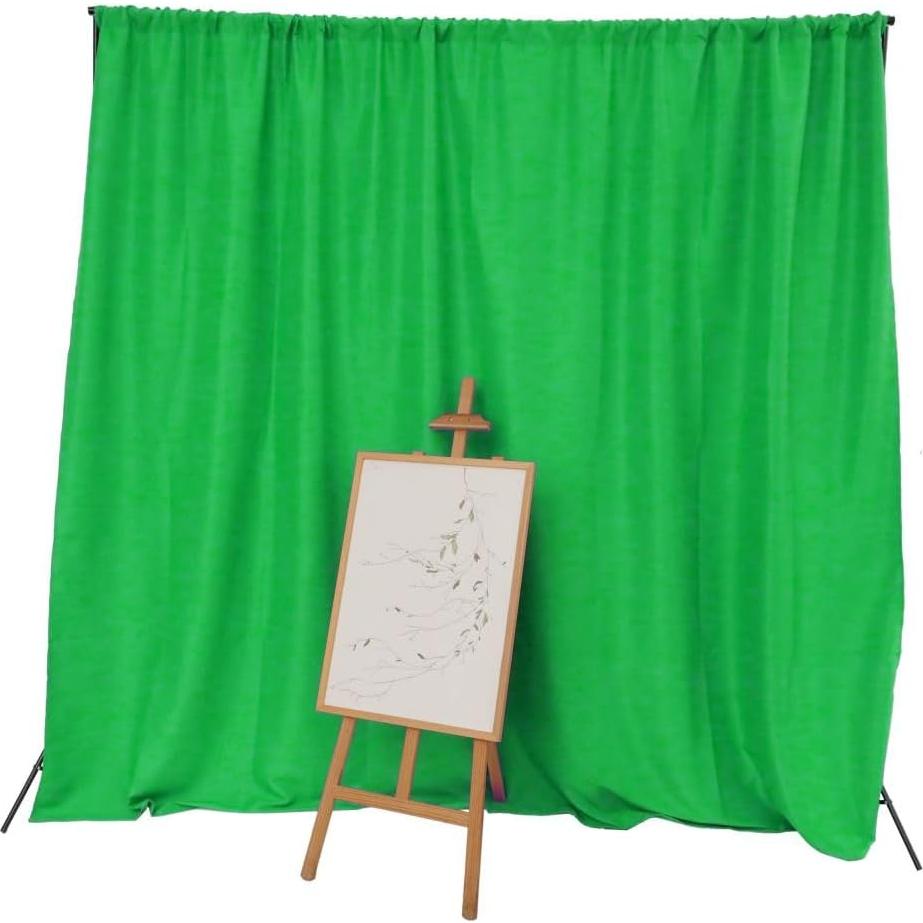 King Mills 10x8 ft Green Backdrop Curtain for Photography, Also Serving as Background for Golf Simulators for Home, Streaming Backdrop, Podcast Background, Zoom Backdrop.
