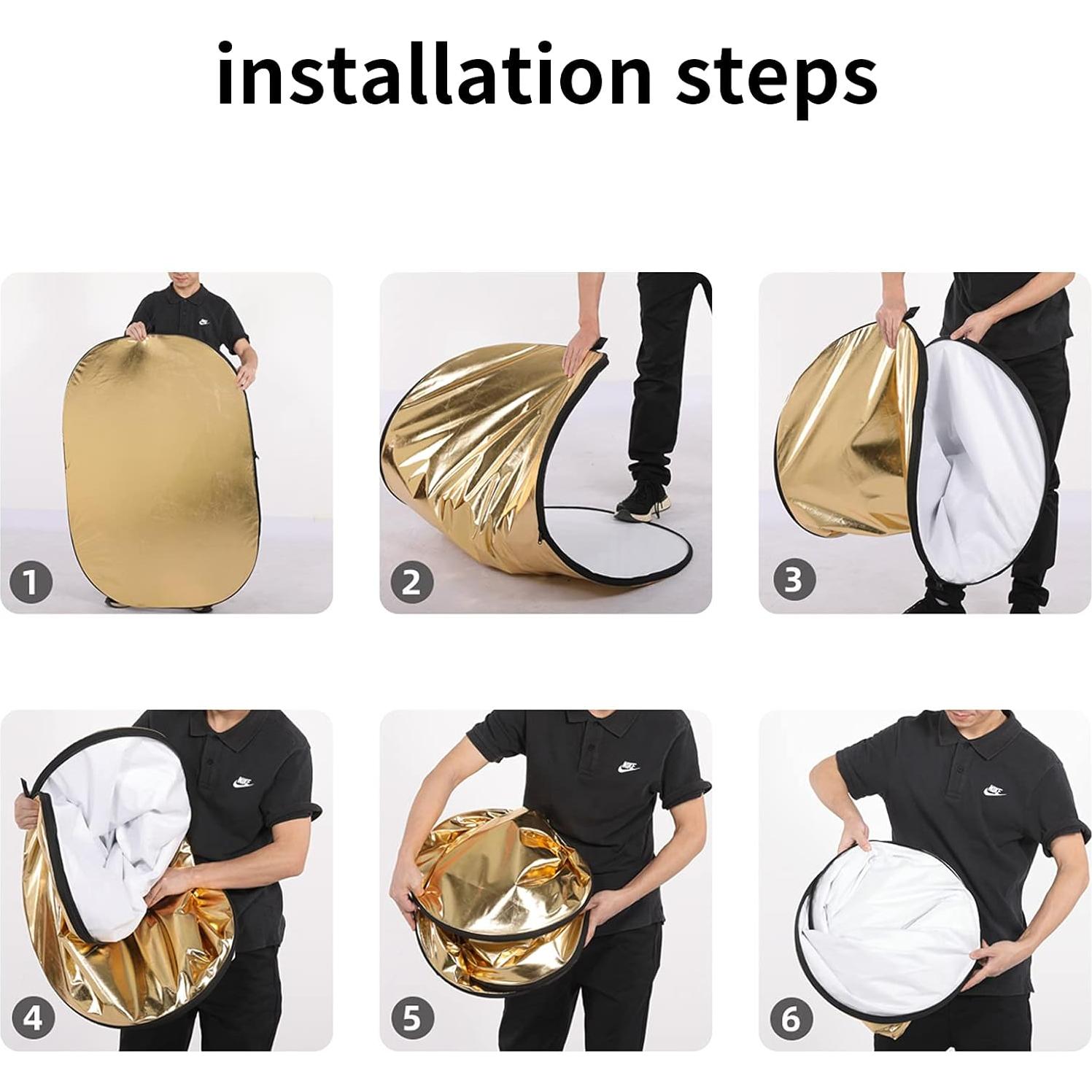 Reflector Plegable Godox 90x120cm 5-en-1 con Bolsa - Dorado, Plateado, Negro, Blanco, Translúcido