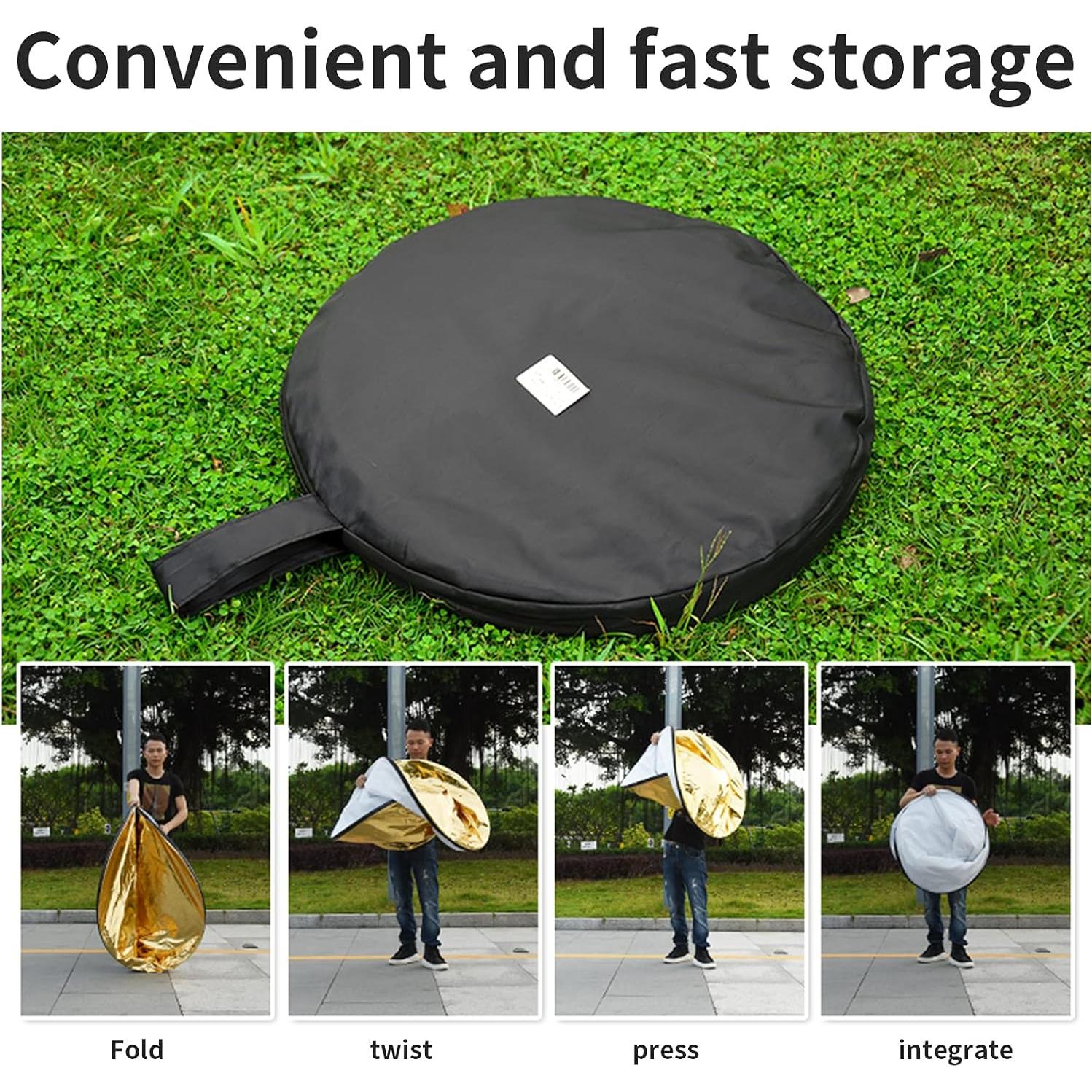 Reflector Plegable Godox 90x120cm 5-en-1 con Bolsa - Dorado, Plateado, Negro, Blanco, Translúcido