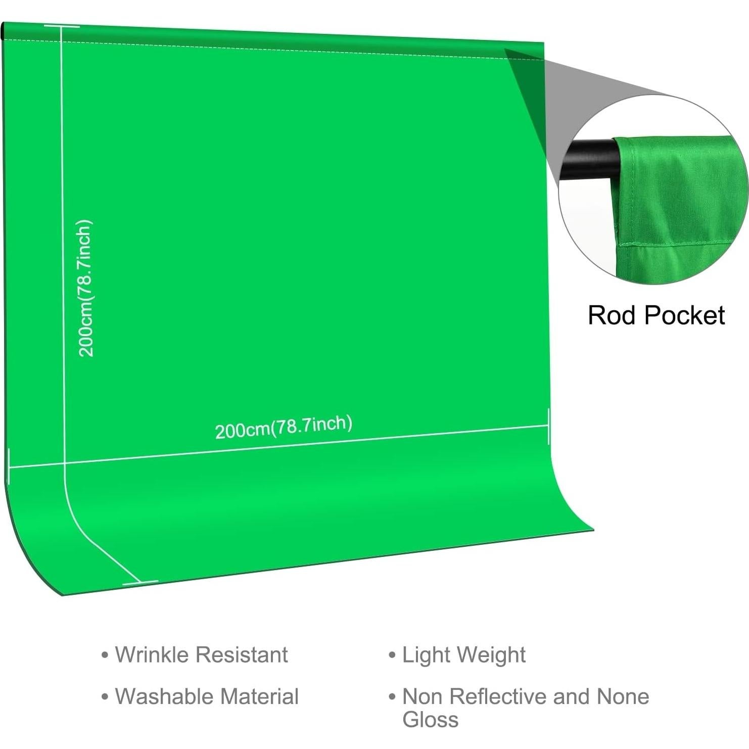 PULUZ 6.6x6.6FT Green Backdrop Portrait Background for Photography Studio Children and Headshots Background for Photography Video and Television