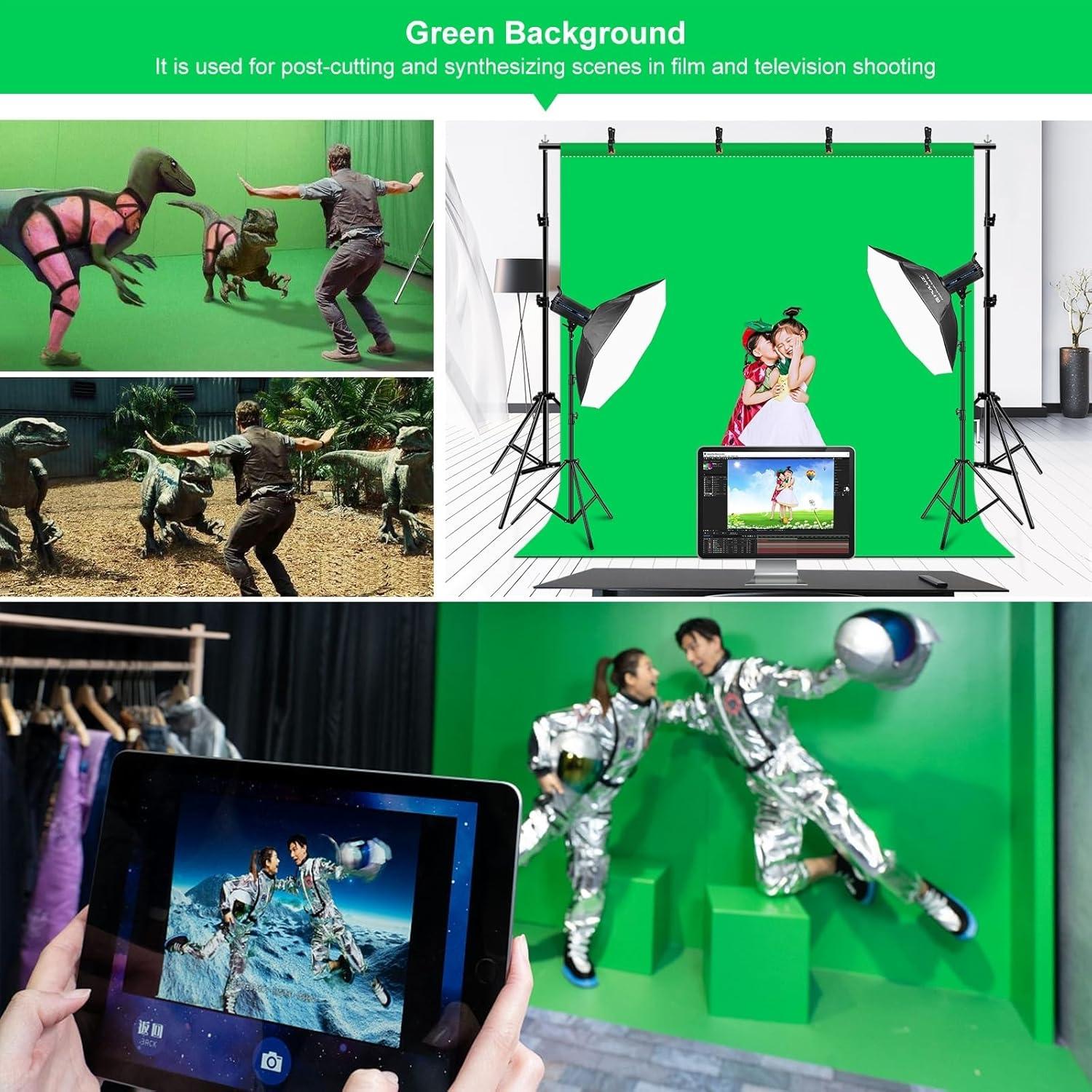 PULUZ 6.6x6.6FT Green Backdrop Portrait Background for Photography Studio Children and Headshots Background for Photography Video and Television