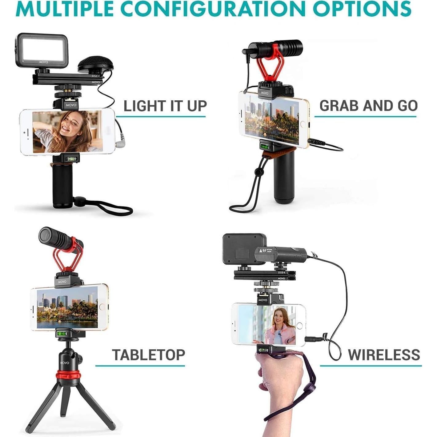 Kit de Vlogging Movo Huge para iPhone con Micrófonos y Trípode