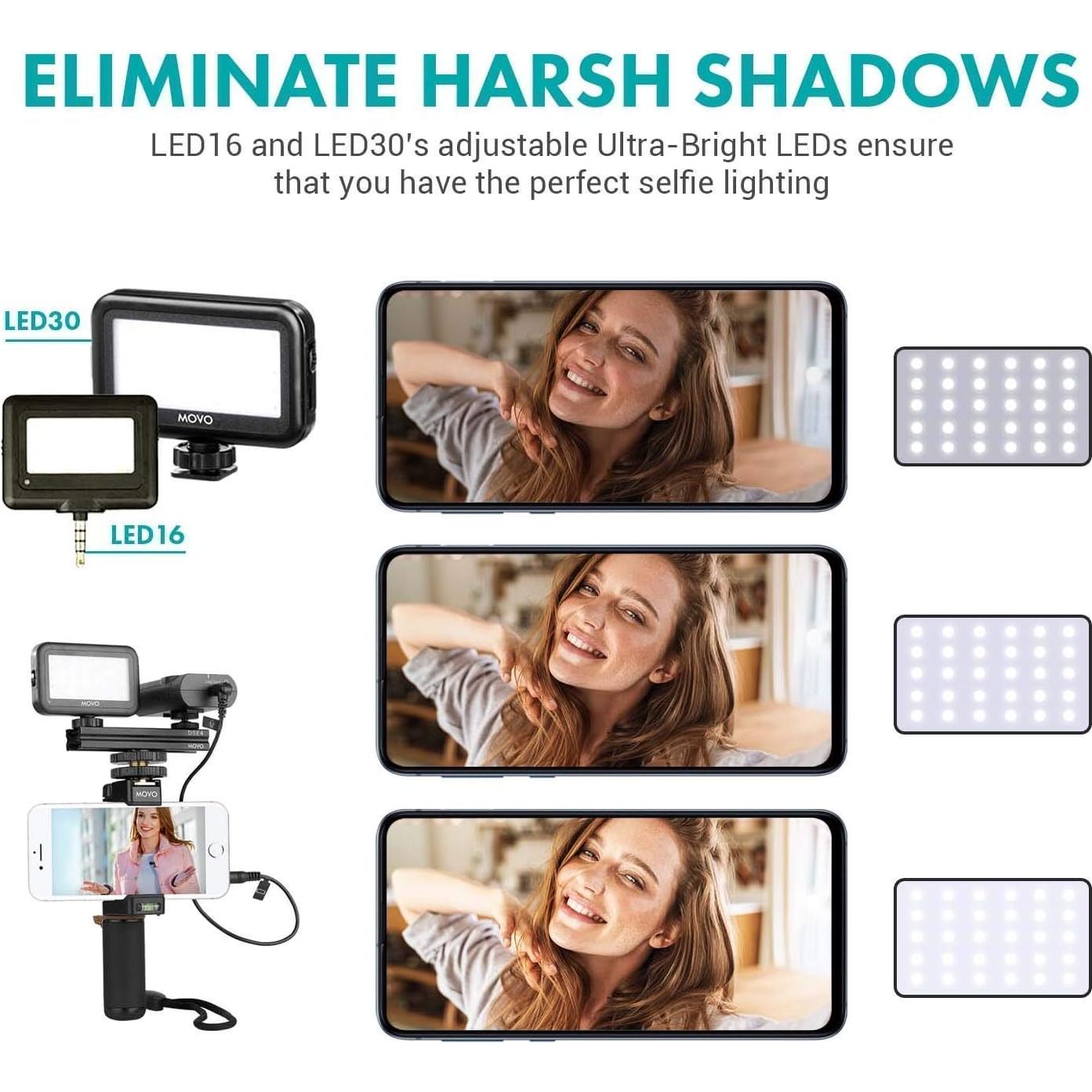 Kit de Vlogging Movo Huge para iPhone con Micrófonos y Trípode