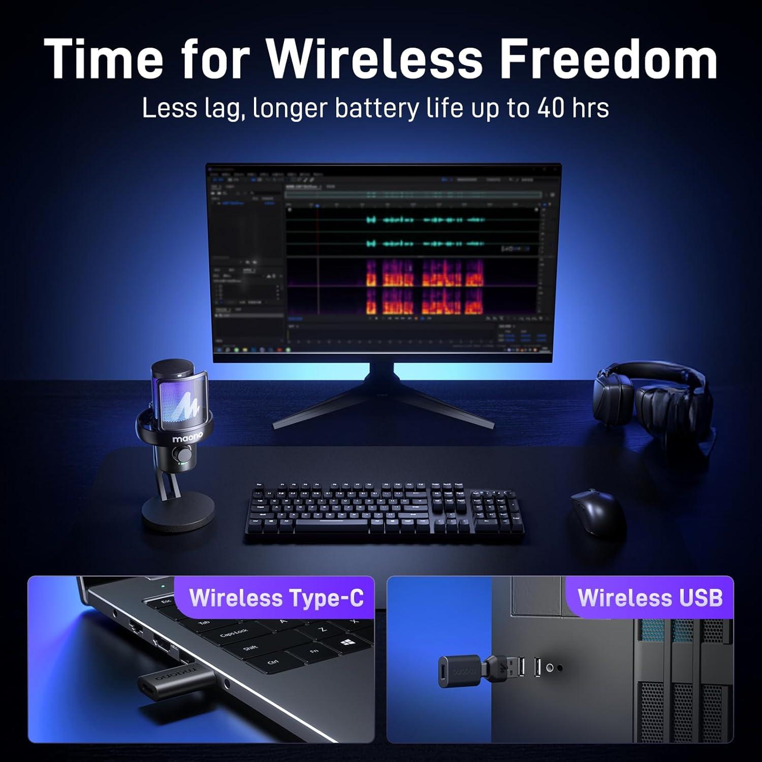 Micrófono Inalámbrico MAONO DM40 con Cancelación de Ruido AI