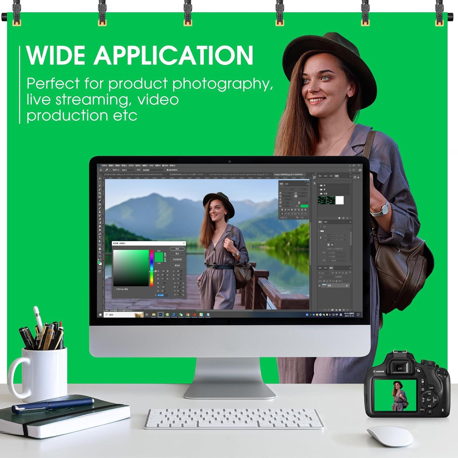 Fondo de Pantalla Verde Coliflor 2.4x2.2m con Soporte Ajustable