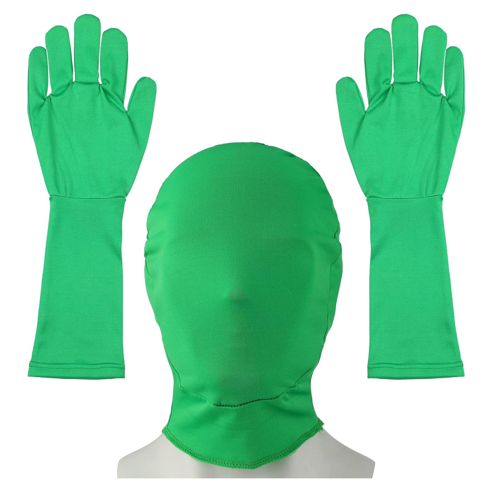 Guantes y Capucha Verde Chromakey Foaincore para Efectos Visuales