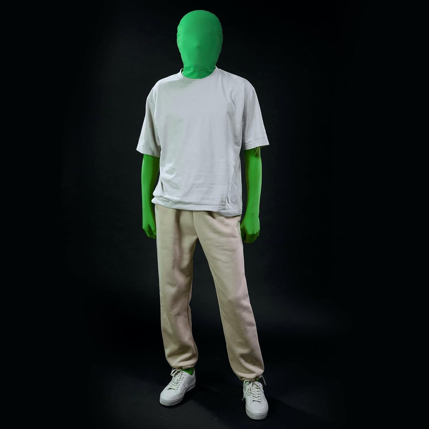 Guantes y Capucha Verde Chromakey Foaincore para Efectos Visuales