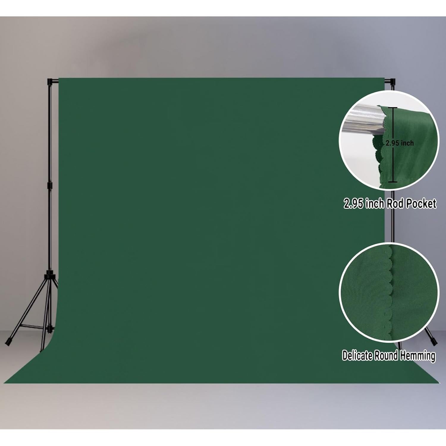 10x10FT Dark Green Screen Backdrop Photography Green Background for Streaming Zoom, Photo Studio, Collapsible High Density Screen for Video Photography and Television