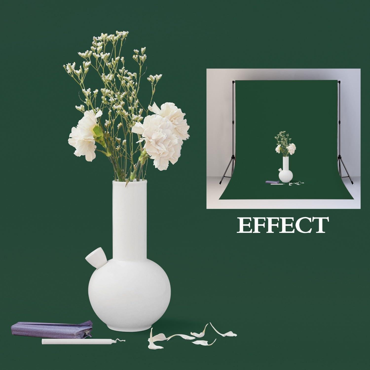 10x10FT Dark Green Screen Backdrop Photography Green Background for Streaming Zoom, Photo Studio, Collapsible High Density Screen for Video Photography and Television