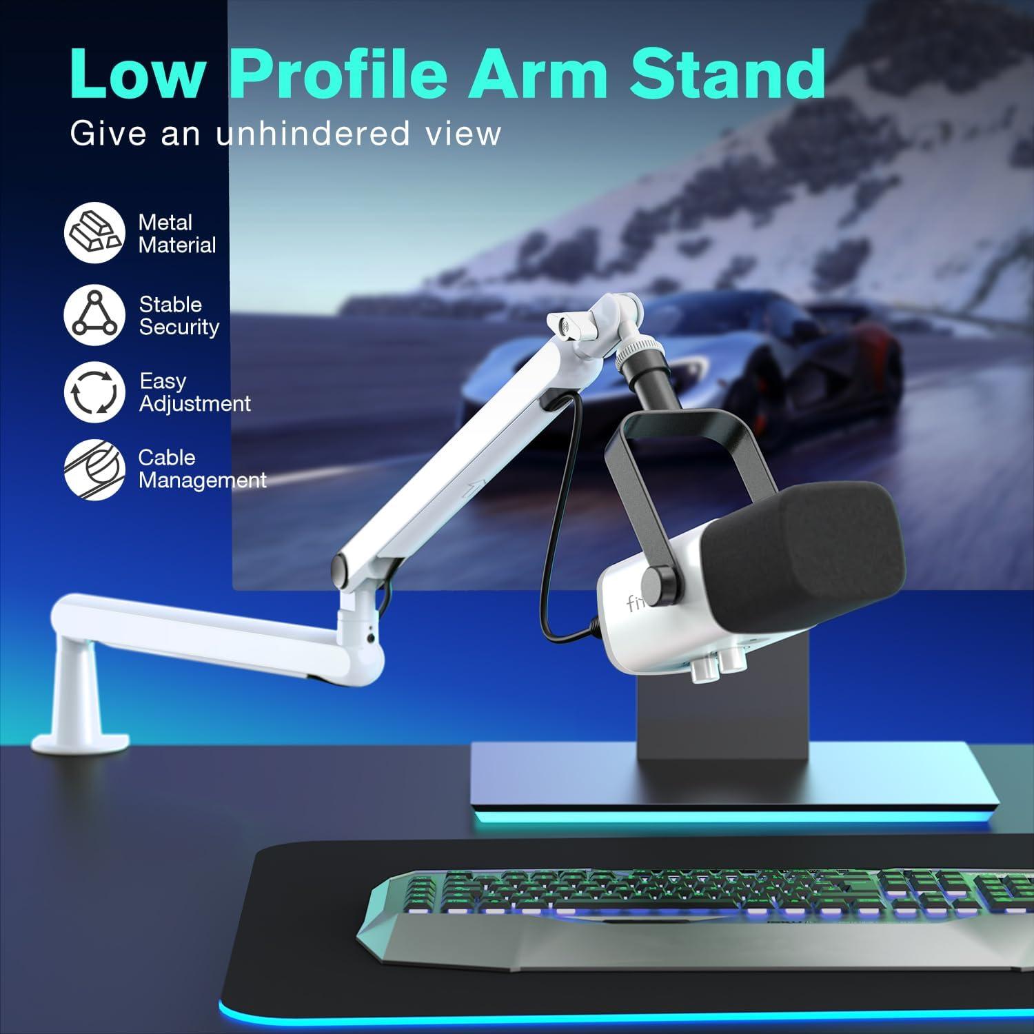 Micrófono RGB para Gaming FIFINE A8W + Soporte Brazo BM88W