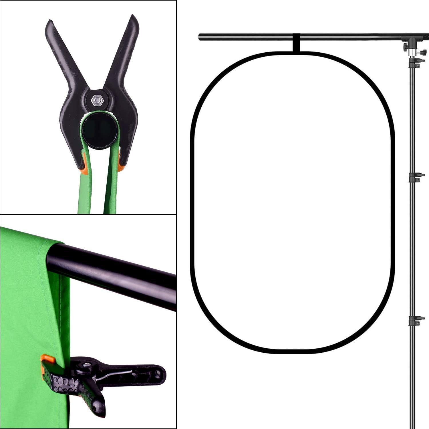 Emart 5x7ft Green Screen Backdrop Polyester Fabric, with T Backdrop Stand for chromakey Live Stream, Come with 6 Backdrop Clamps