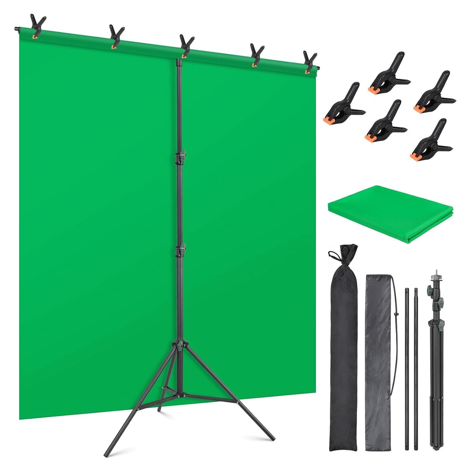 Kit de Fondo Verde 1.9x2m con Soporte Ajustable Aimosen