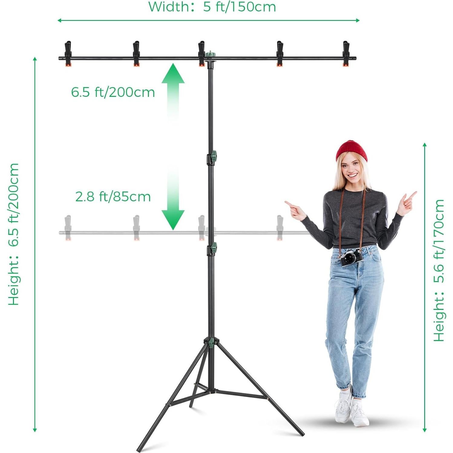Kit de Fondo Verde 1.9x2m con Soporte Ajustable Aimosen