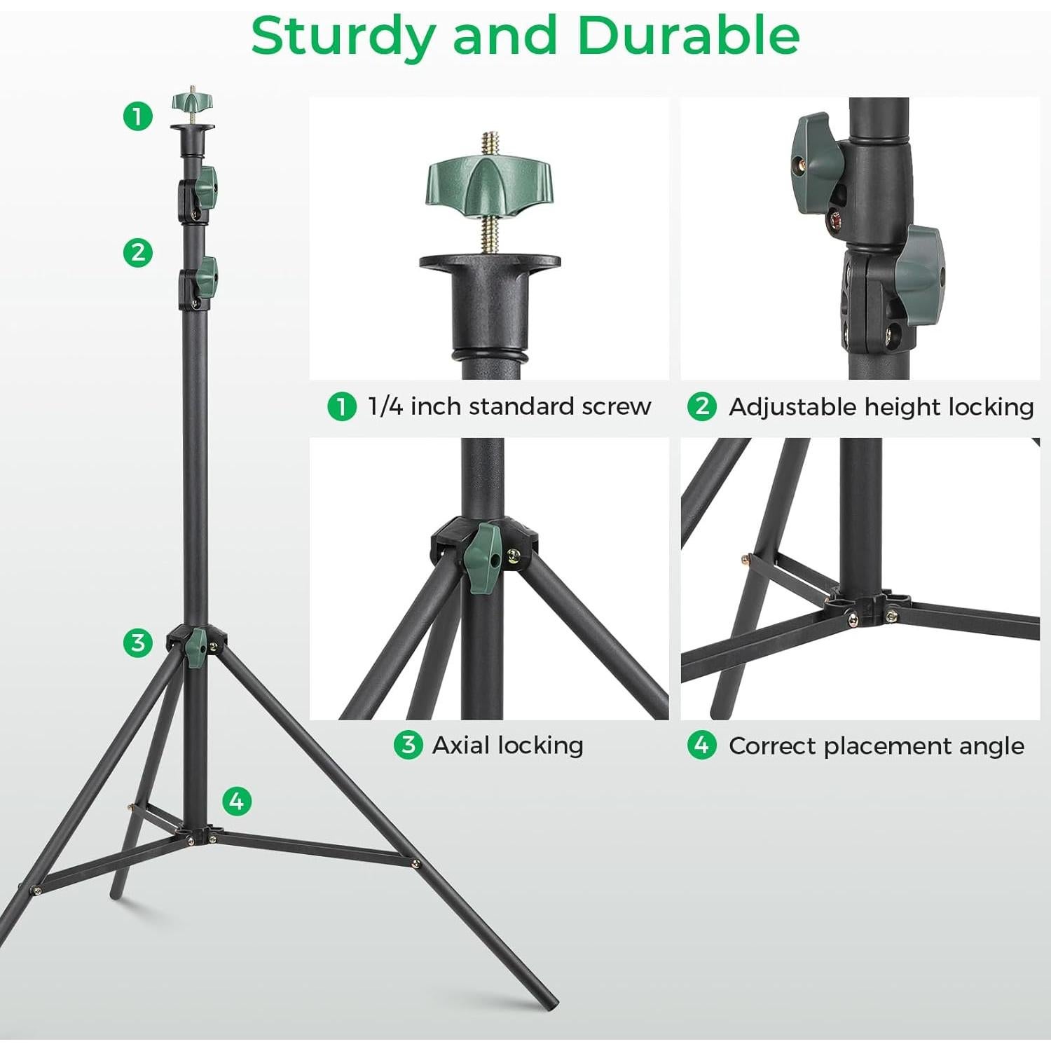 Kit de Fondo Verde 1.9x2m con Soporte Ajustable Aimosen