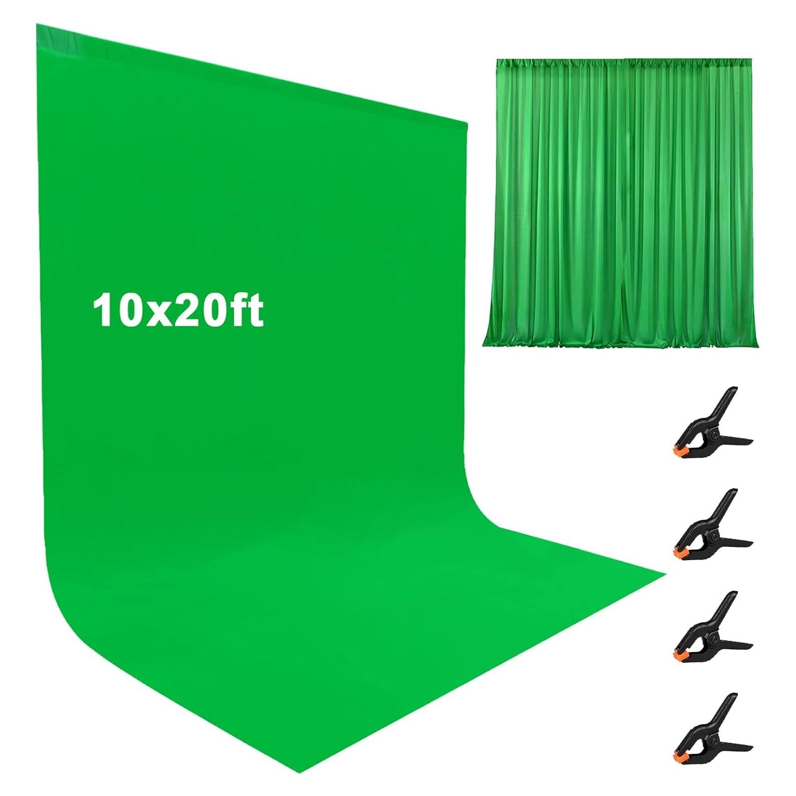 Fondo Verde de Fotografía 10x6m LCUIRC con Bolsillos y Abrazaderas