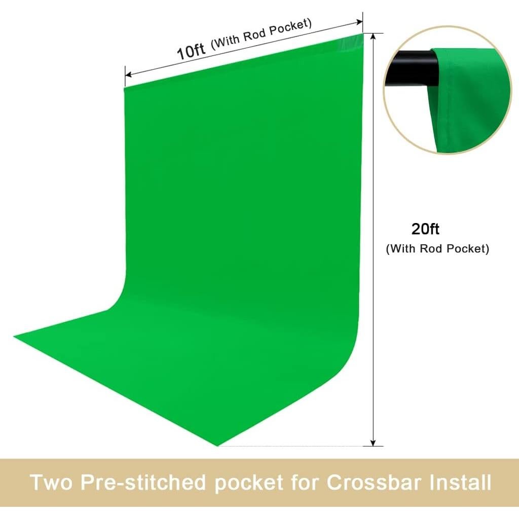 Fondo Verde de Fotografía 10x6m LCUIRC con Bolsillos y Abrazaderas