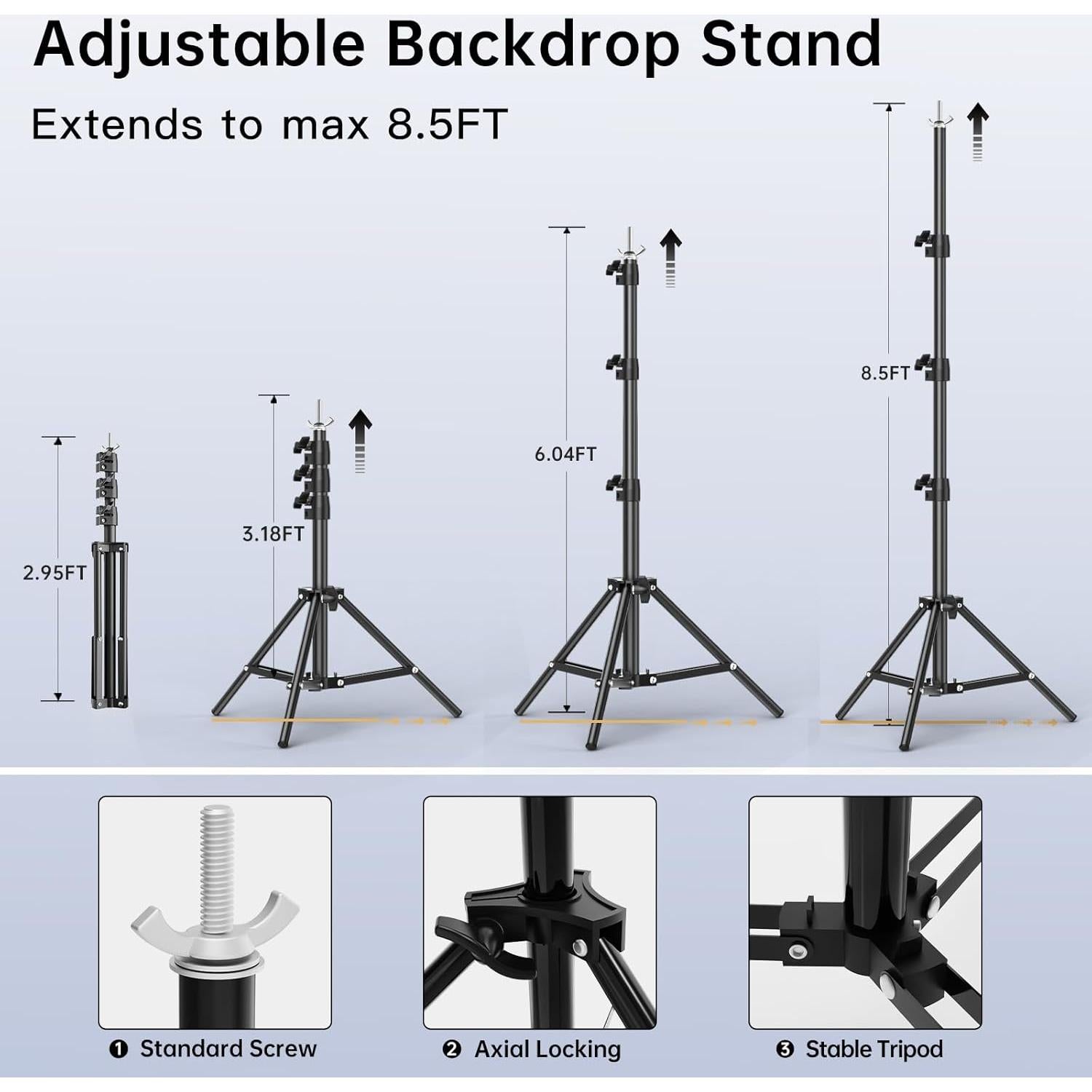 Kit de Soporte para Fondo de Fotografía BEIYANG 2.59m x 3.05m