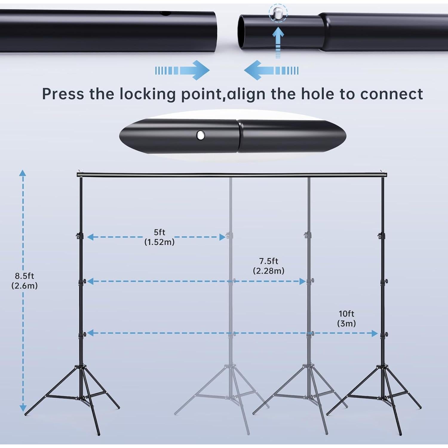 Kit de Soporte para Fondo de Fotografía BEIYANG 2.59m x 3.05m