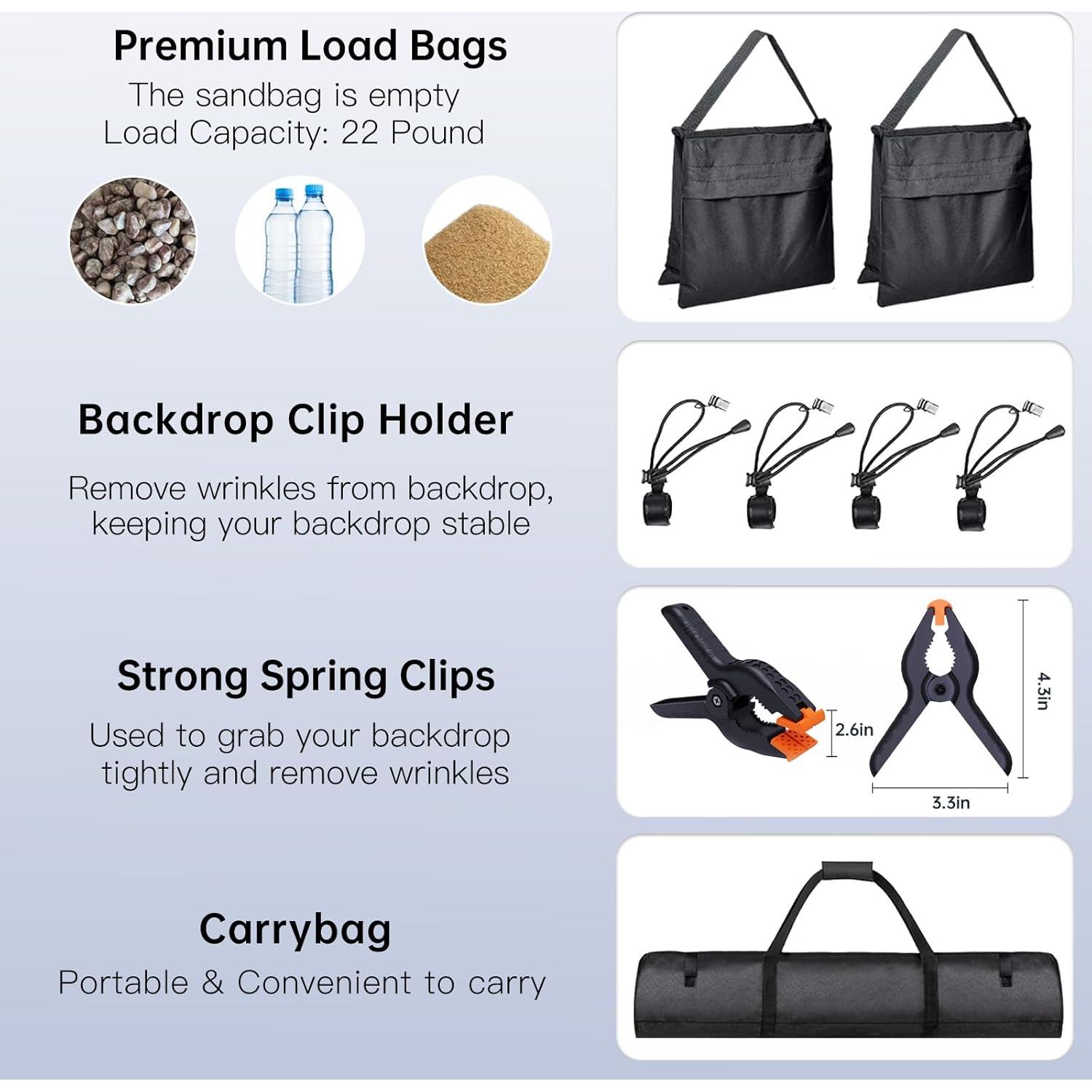 Kit de Soporte para Fondo de Fotografía BEIYANG 2.59m x 3.05m