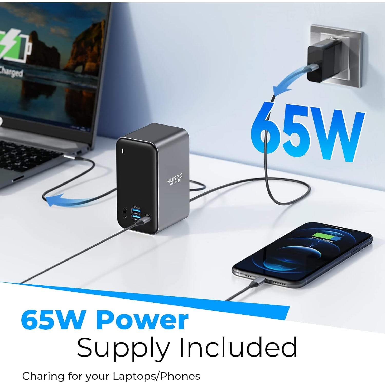 Estación de Acoplamiento USB C 15 en 1 4URPC Doble Monitor