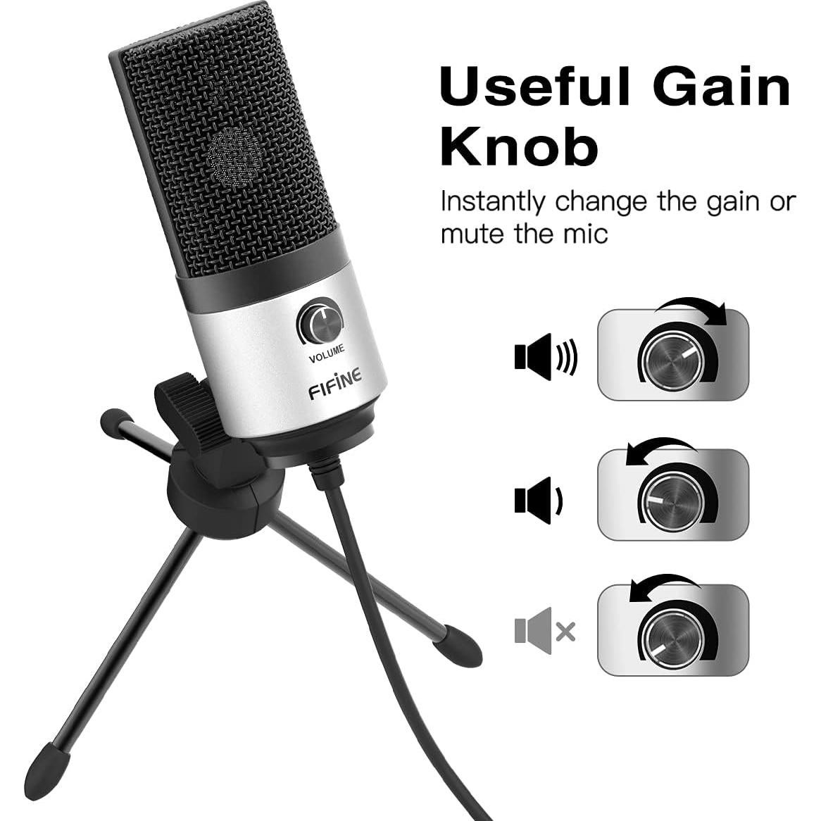 Micrófono USB FIFINE K669S + Auriculares Monitor H8 3.5mm/6.35mm