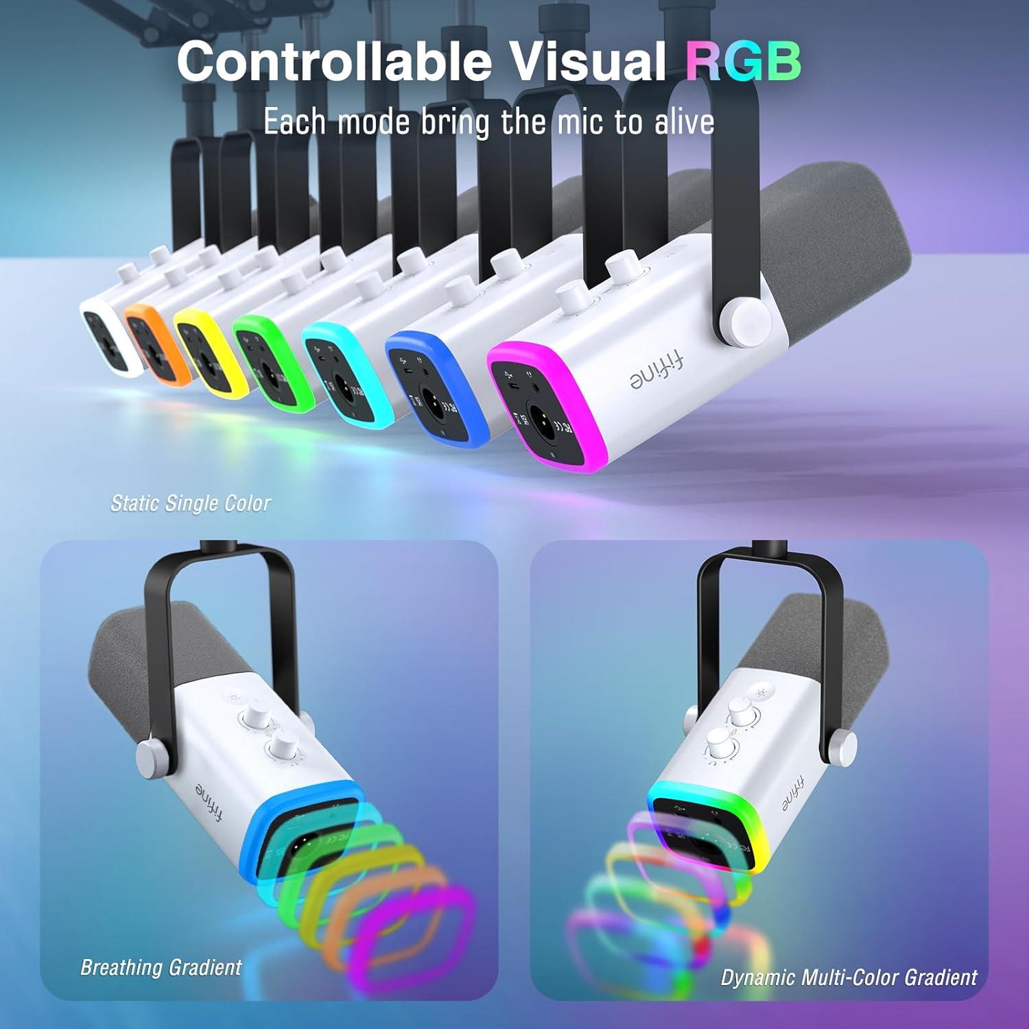 Kit de Micrófono FIFINE AM8TW USB/XLR con Mezclador de Audio