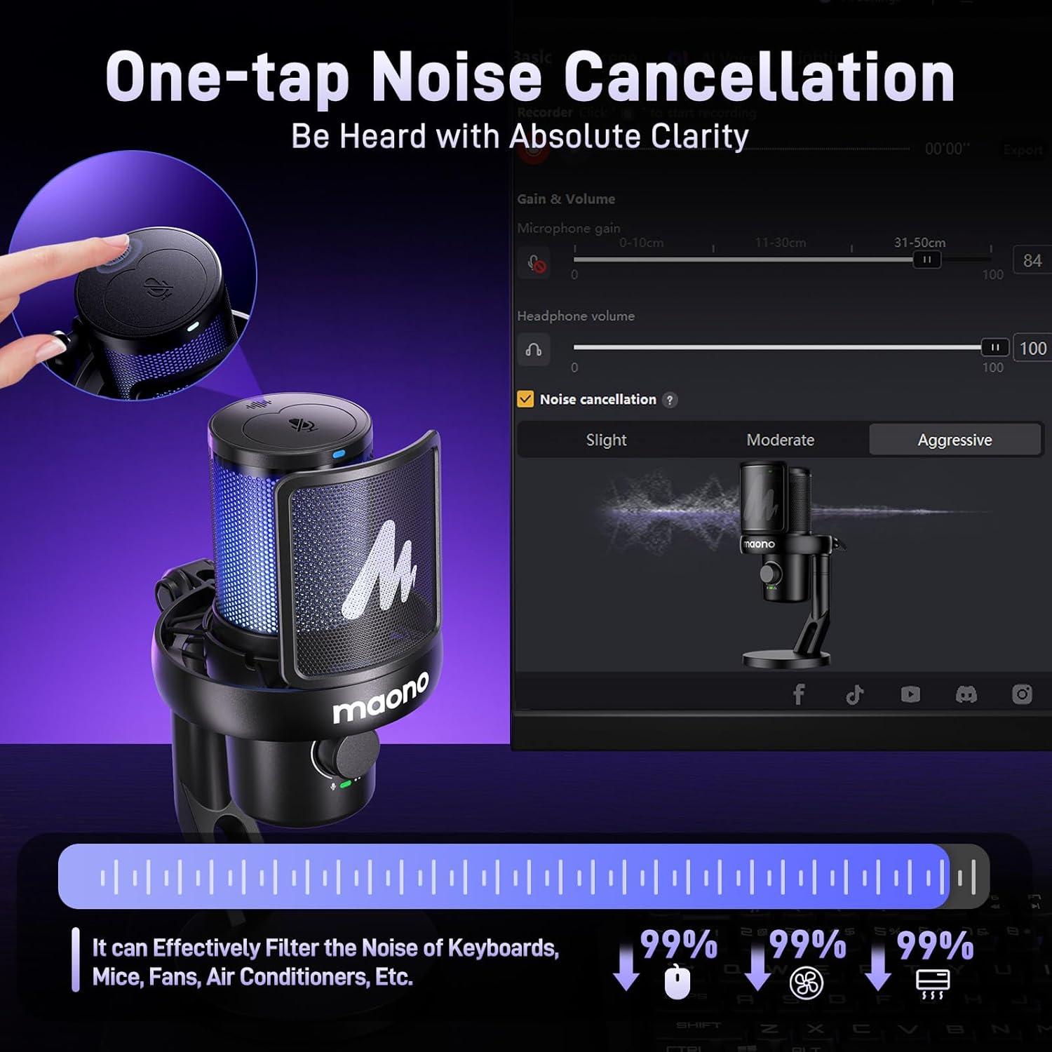 Kit de Micrófono Inalámbrico MAONO AI DM40 + Auriculares MH700