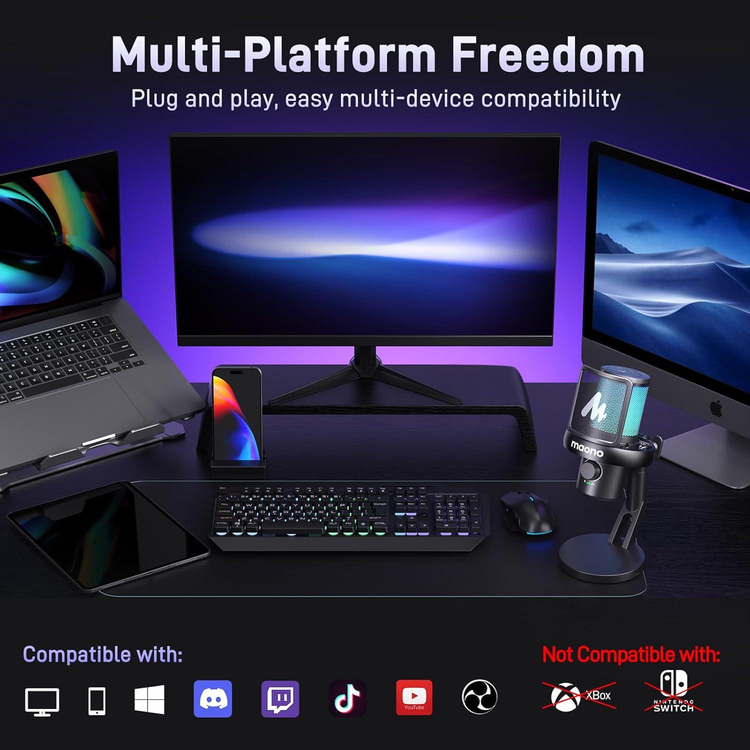 Kit de Micrófono Inalámbrico MAONO AI DM40 + Auriculares MH700