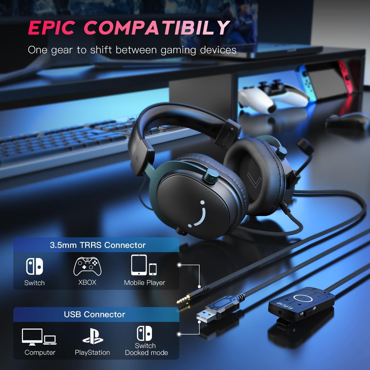 Auriculares Gaming FIFINE H9+K658 USB y Micrófono Dinámico RGB