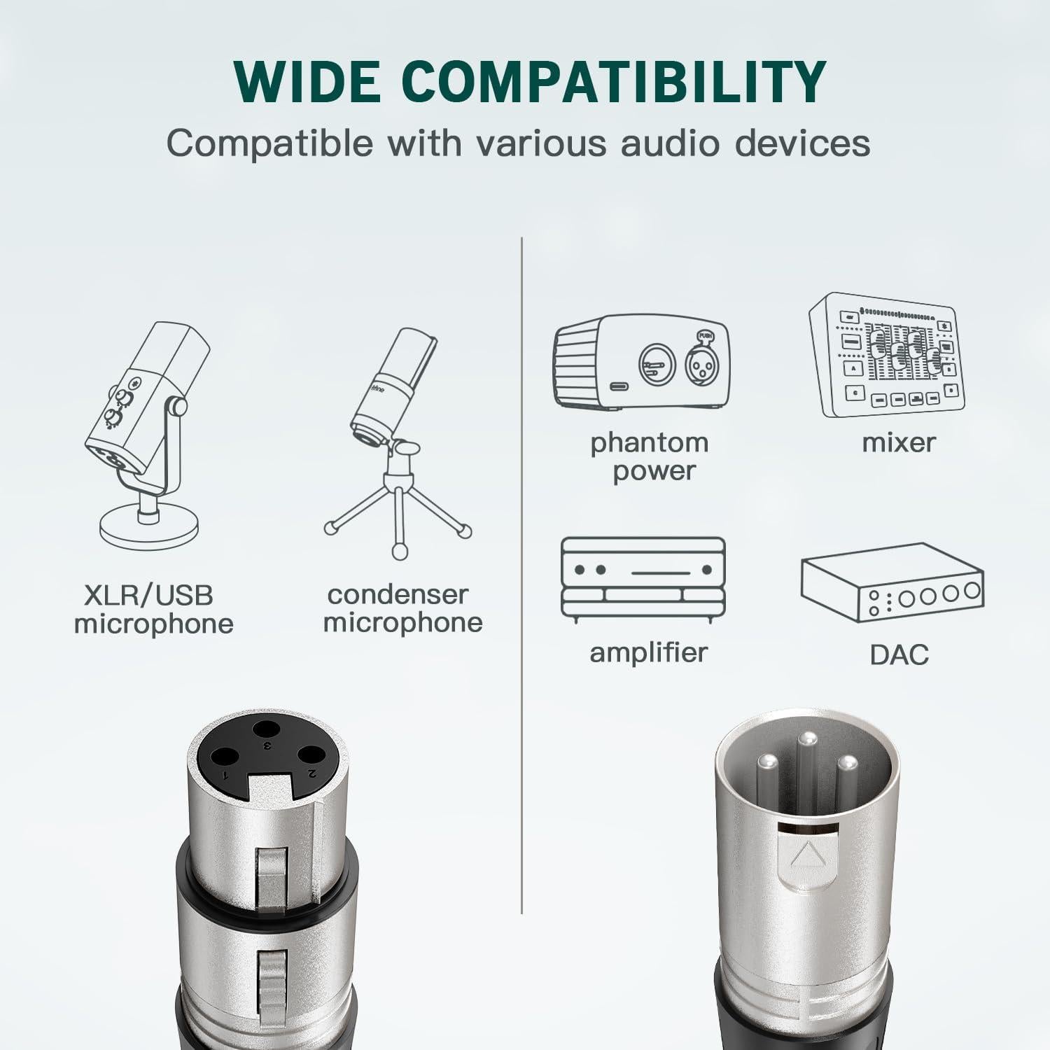 FIFINE Microphone Arm Stand and XLR Cable Set,Metal Heavy Duty Mic Stand with Desk Clamp, 5/8" Screw,XLR Interface Cable with Balanced 3 PIN,Mic Wire for Recording Podcast Streaming(BM63W+L9)