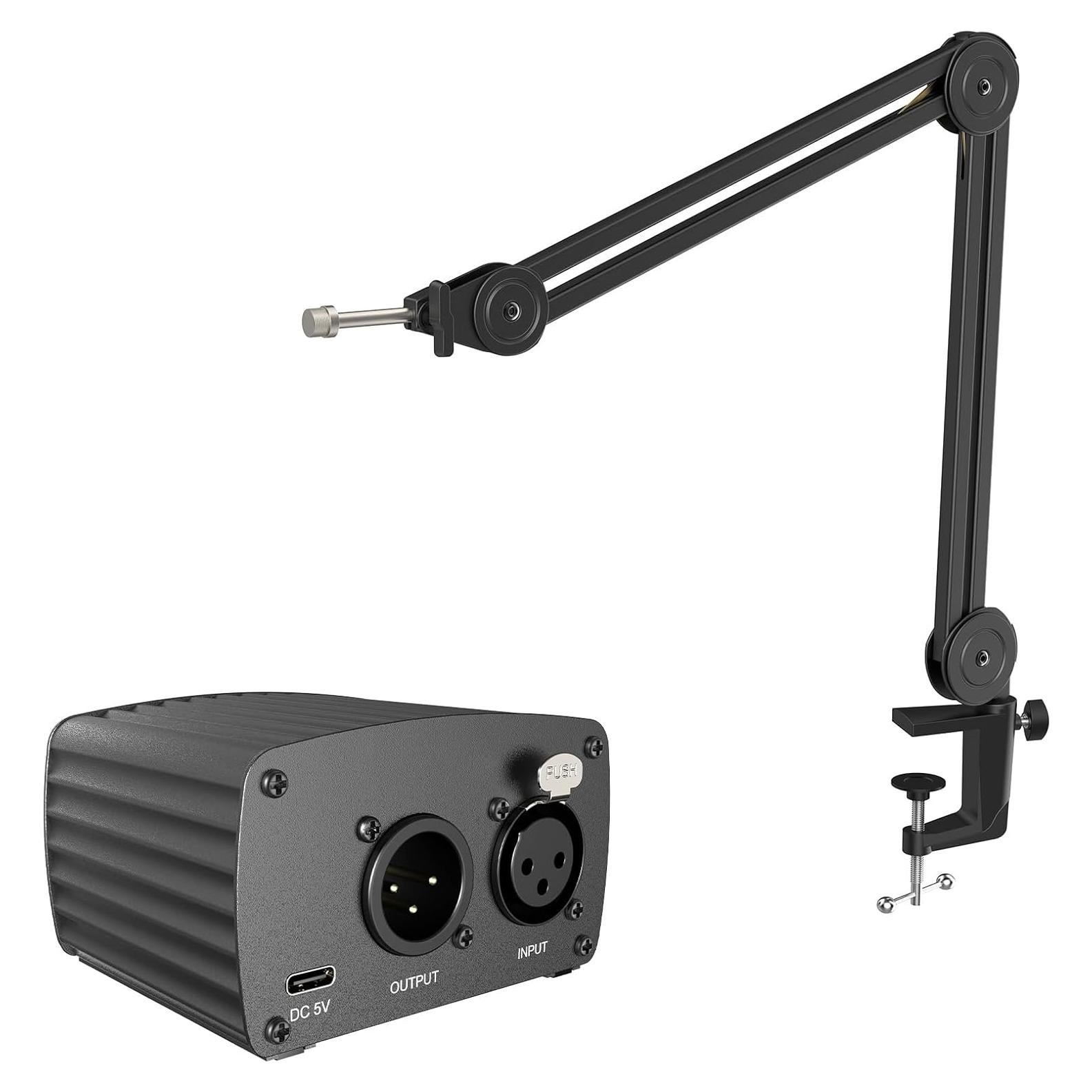 Soporte de Brazo de Micrófono FIFINE PM48+BM63 con Alimentación Phantom 48V