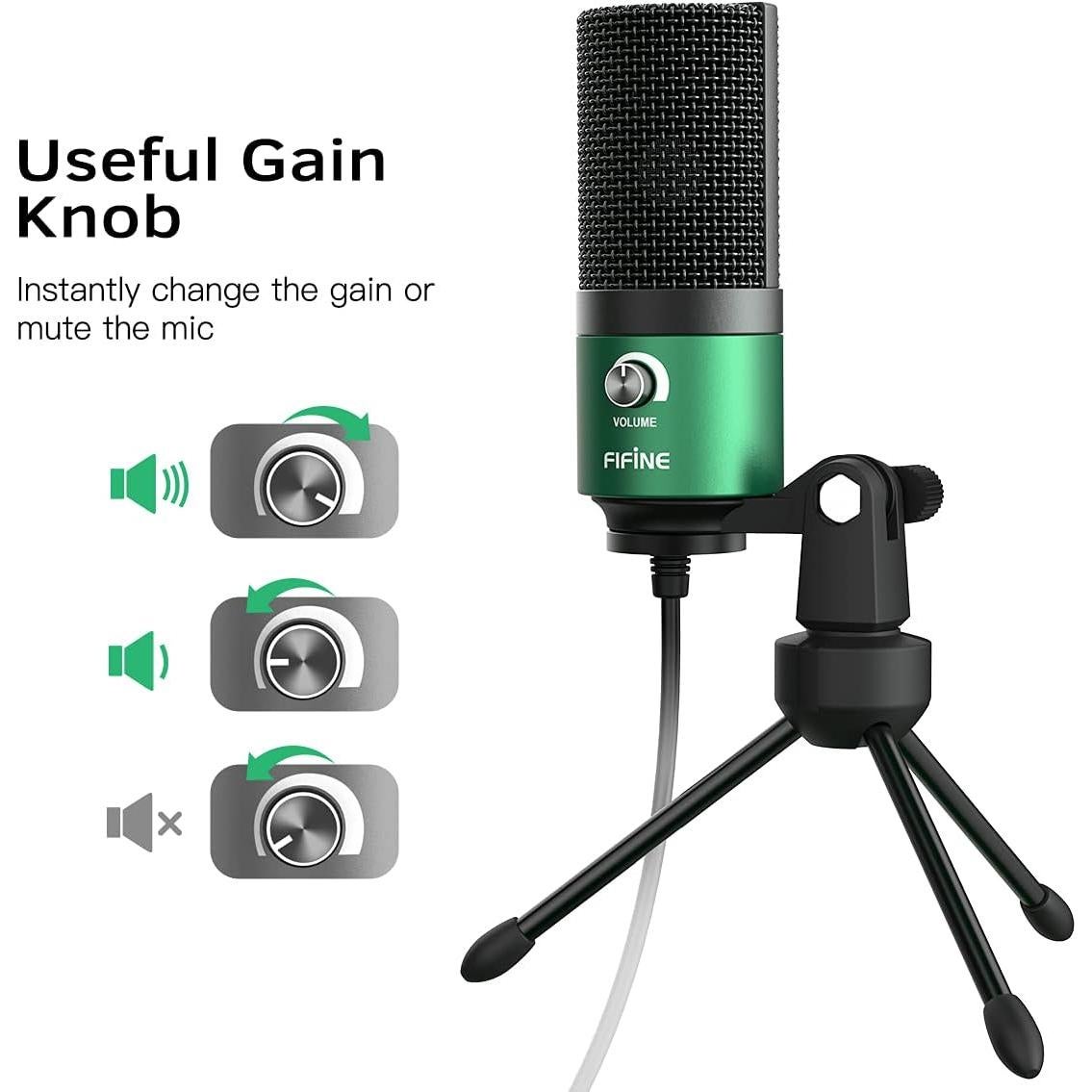 FIFINE Recording Microphone and Pink Podcast Mic, USB PC Computer Microphone with Gain Control for Streaming,Gaming, Broadcast, Voice Over,YouTube Video, Home Studio-Green/Pink (K669G+K669)