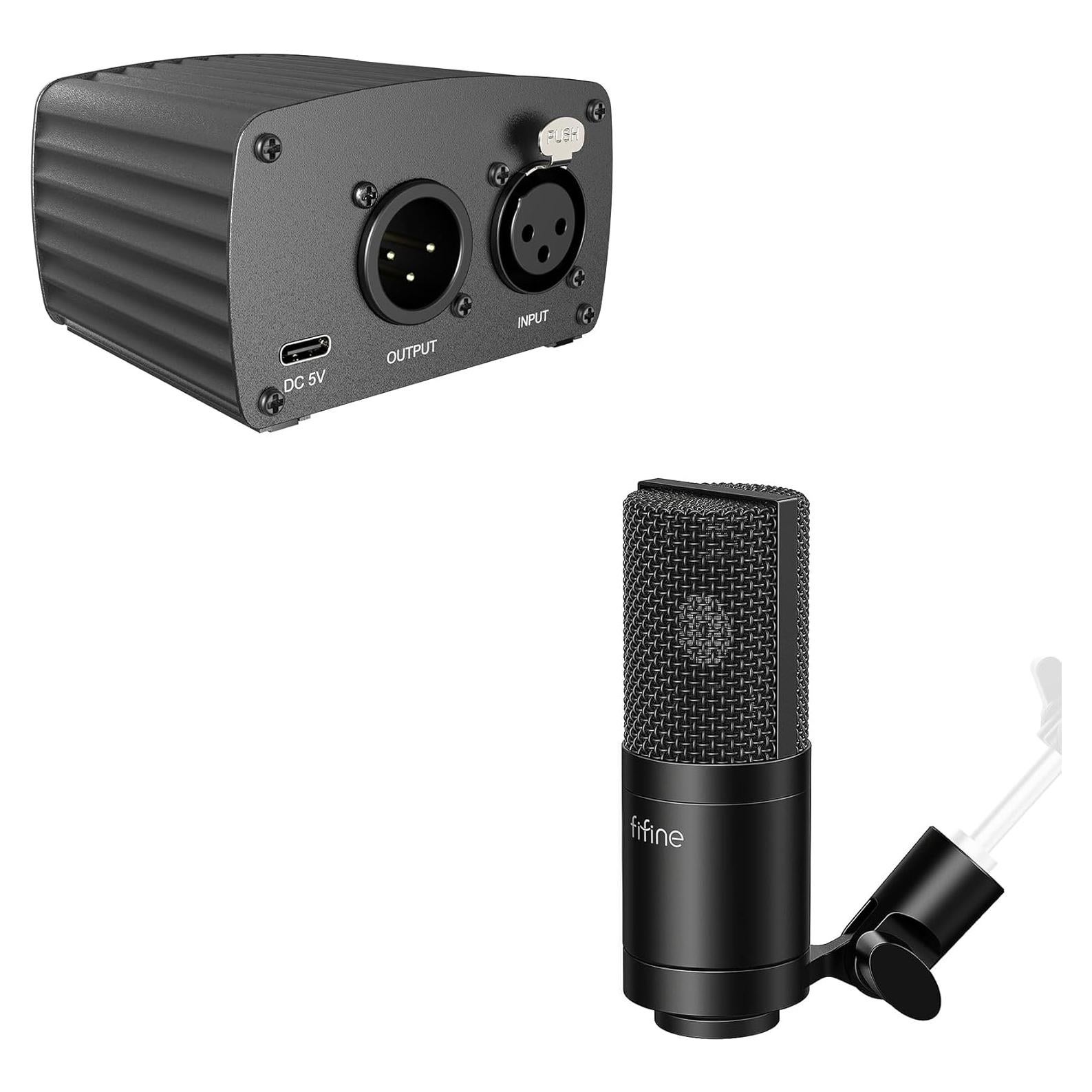 Micrófono de Condensador FIFINE K669C+PM48 XLR 48V Cardioide