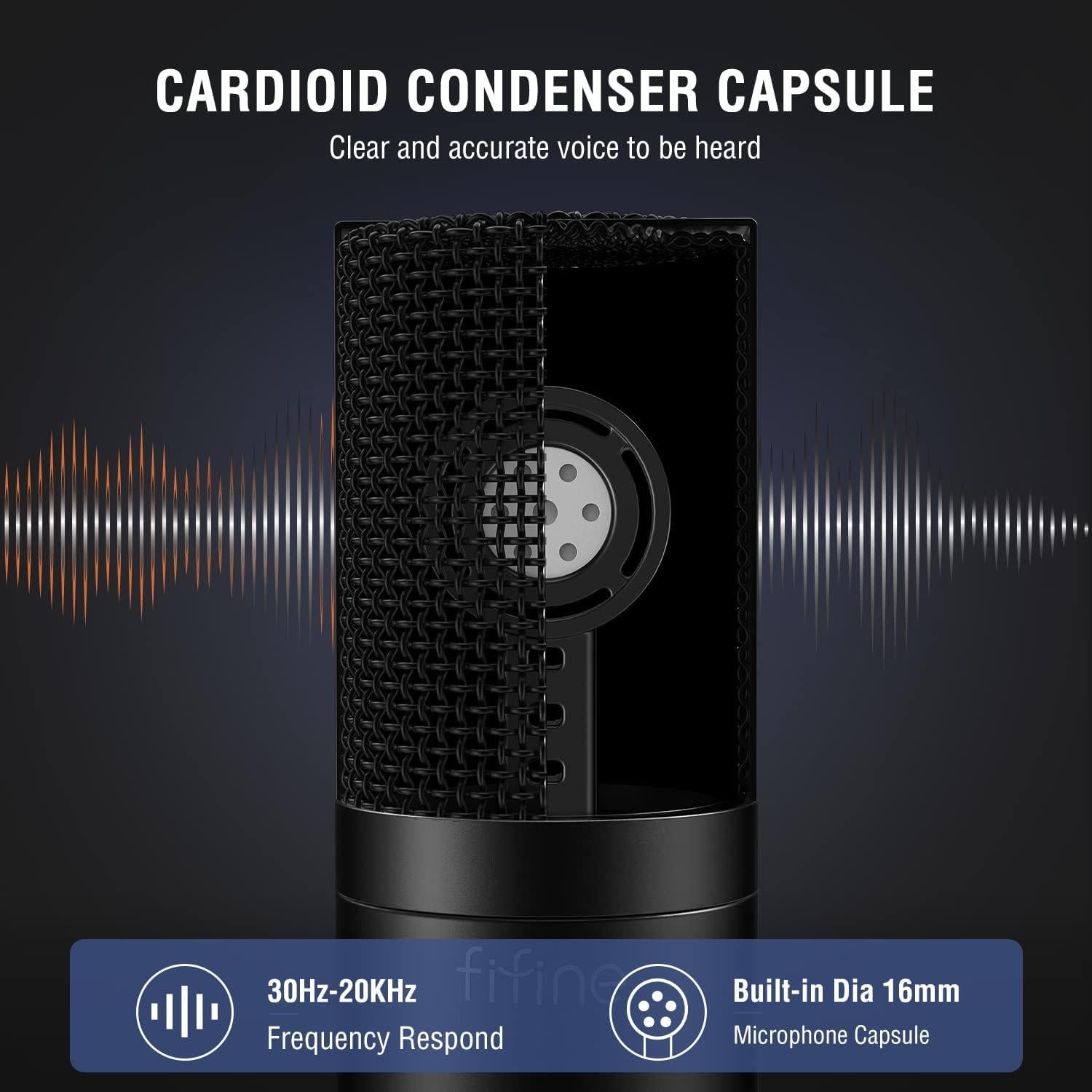 Micrófono de Condensador FIFINE K669C+PM48 XLR 48V Cardioide