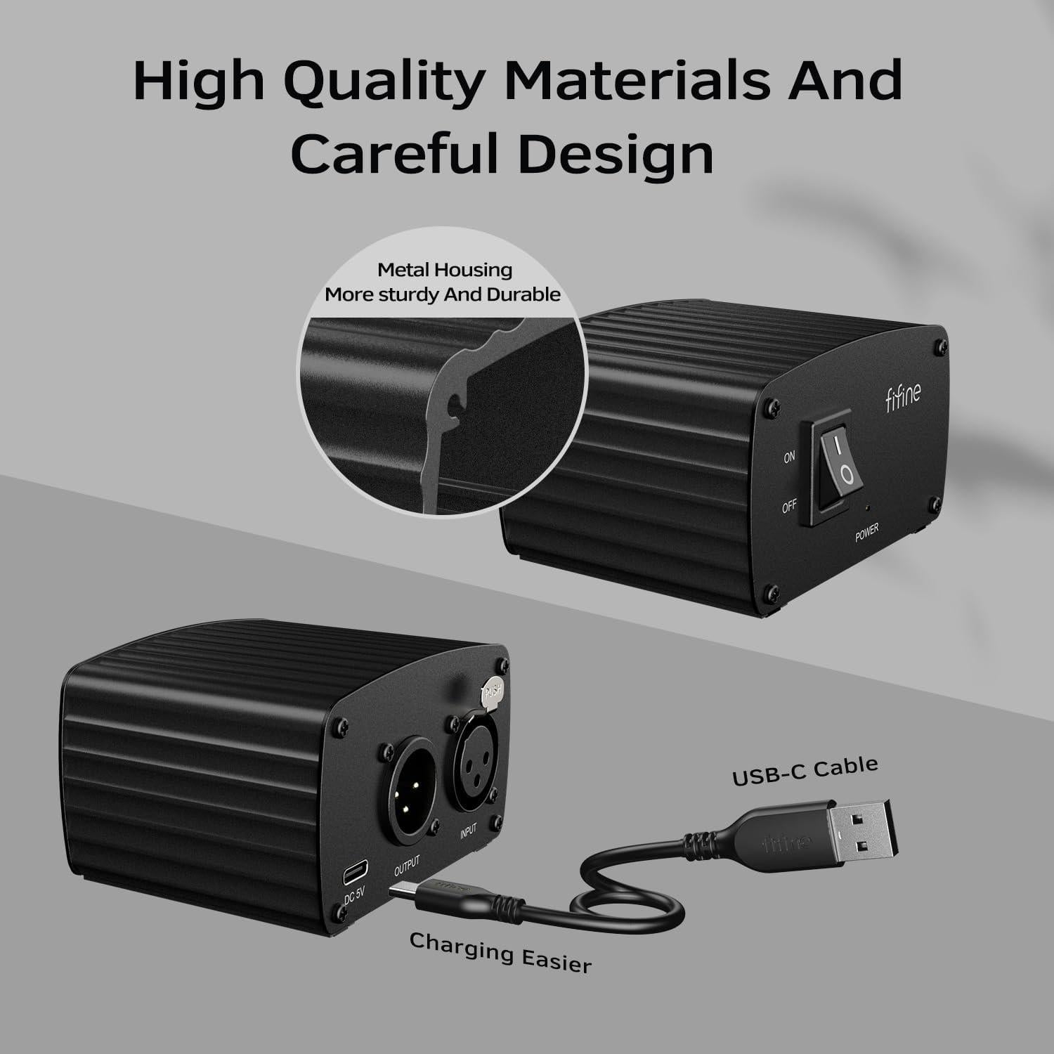 Micrófono de Condensador FIFINE K669C+PM48 XLR 48V Cardioide