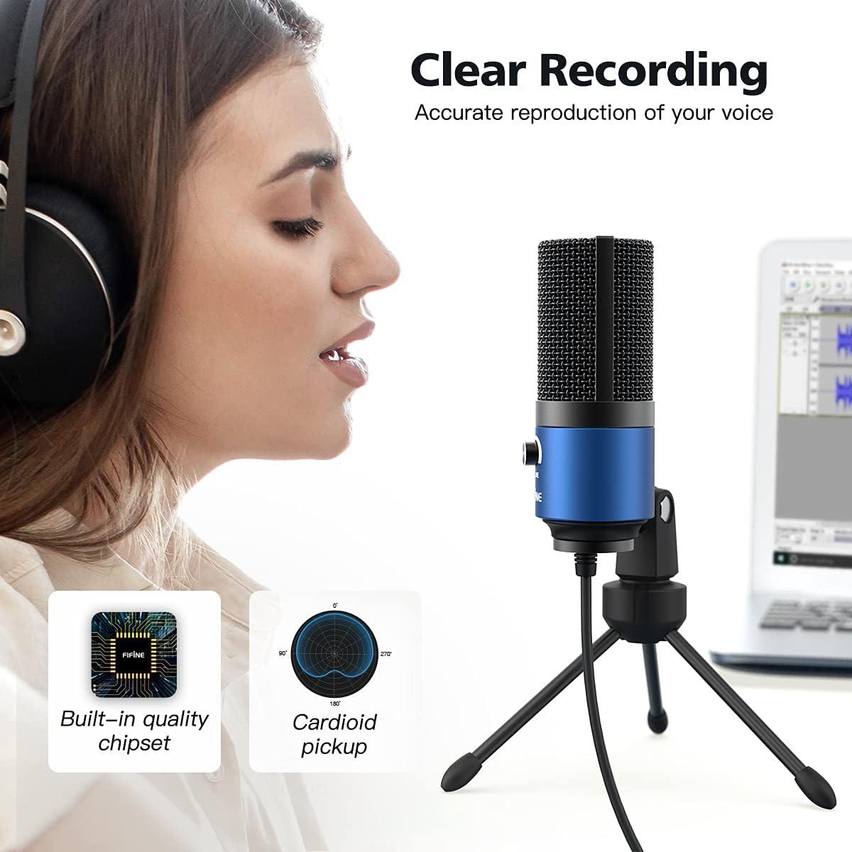 FIFINE Condenser USB Microphone for Recording, Gaming Headset Bundle with Volume Control, RGB, PC Computer Mic Set Compatible with Desktop/Laptop, Windows/Mac for Streaming Podcast Vocal (K669L+H6W)