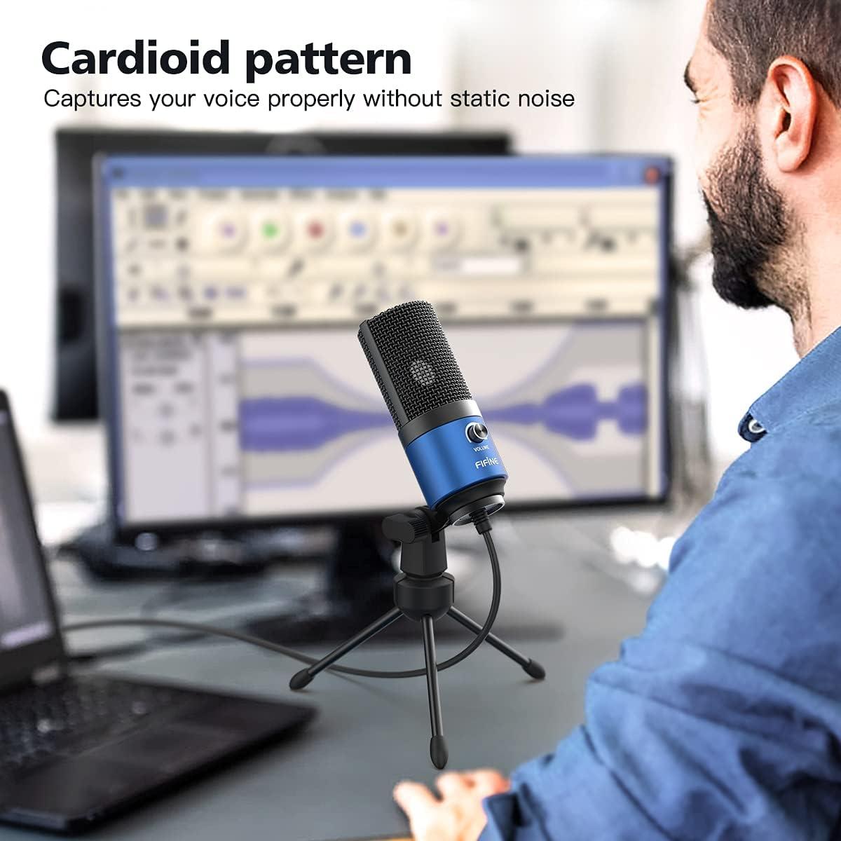 FIFINE Condenser USB Microphone for Recording, Gaming Headset Bundle with Volume Control, RGB, PC Computer Mic Set Compatible with Desktop/Laptop, Windows/Mac for Streaming Podcast Vocal (K669L+H6W)