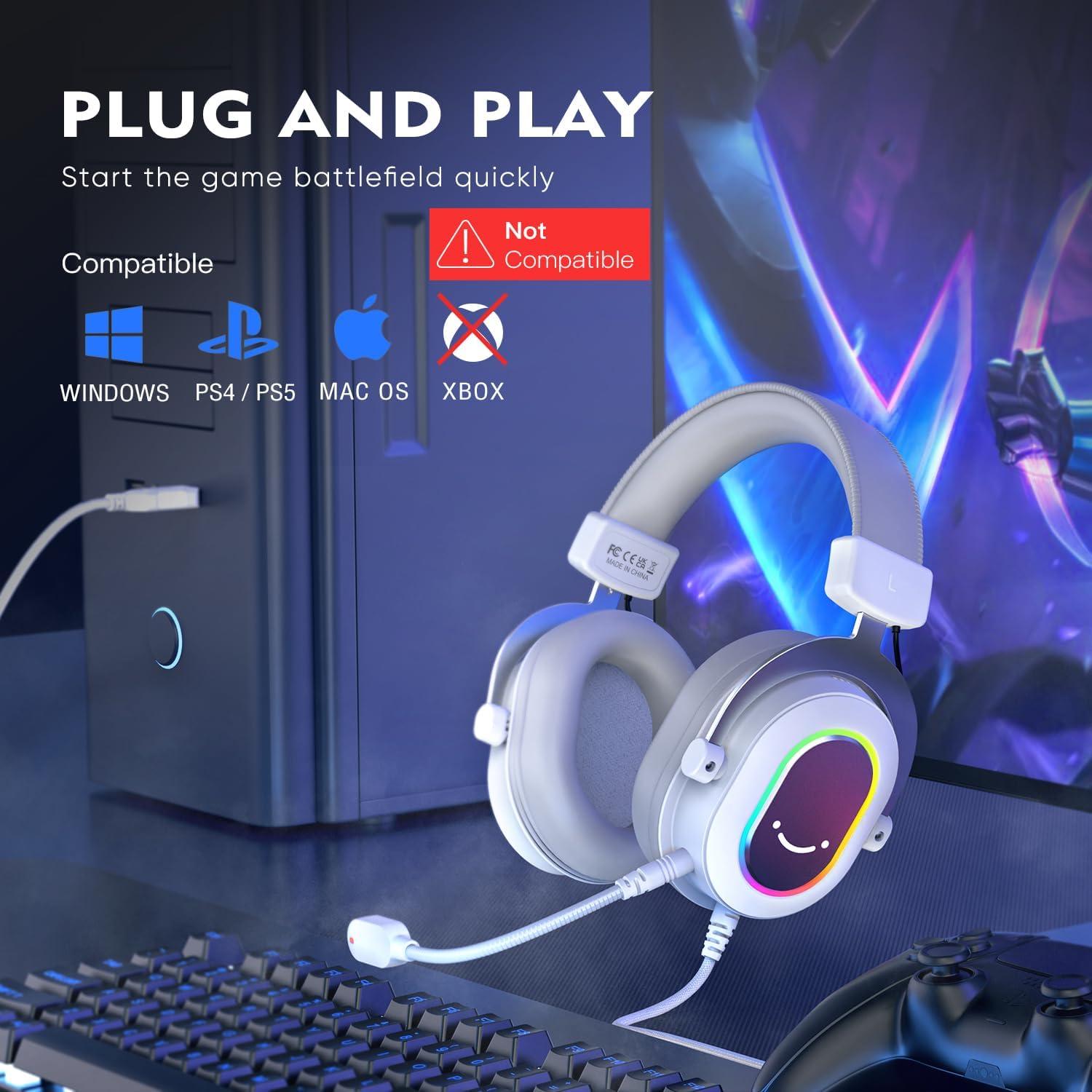 FIFINE Condenser USB Microphone for Recording, Gaming Headset Bundle with Volume Control, RGB, PC Computer Mic Set Compatible with Desktop/Laptop, Windows/Mac for Streaming Podcast Vocal (K669L+H6W)