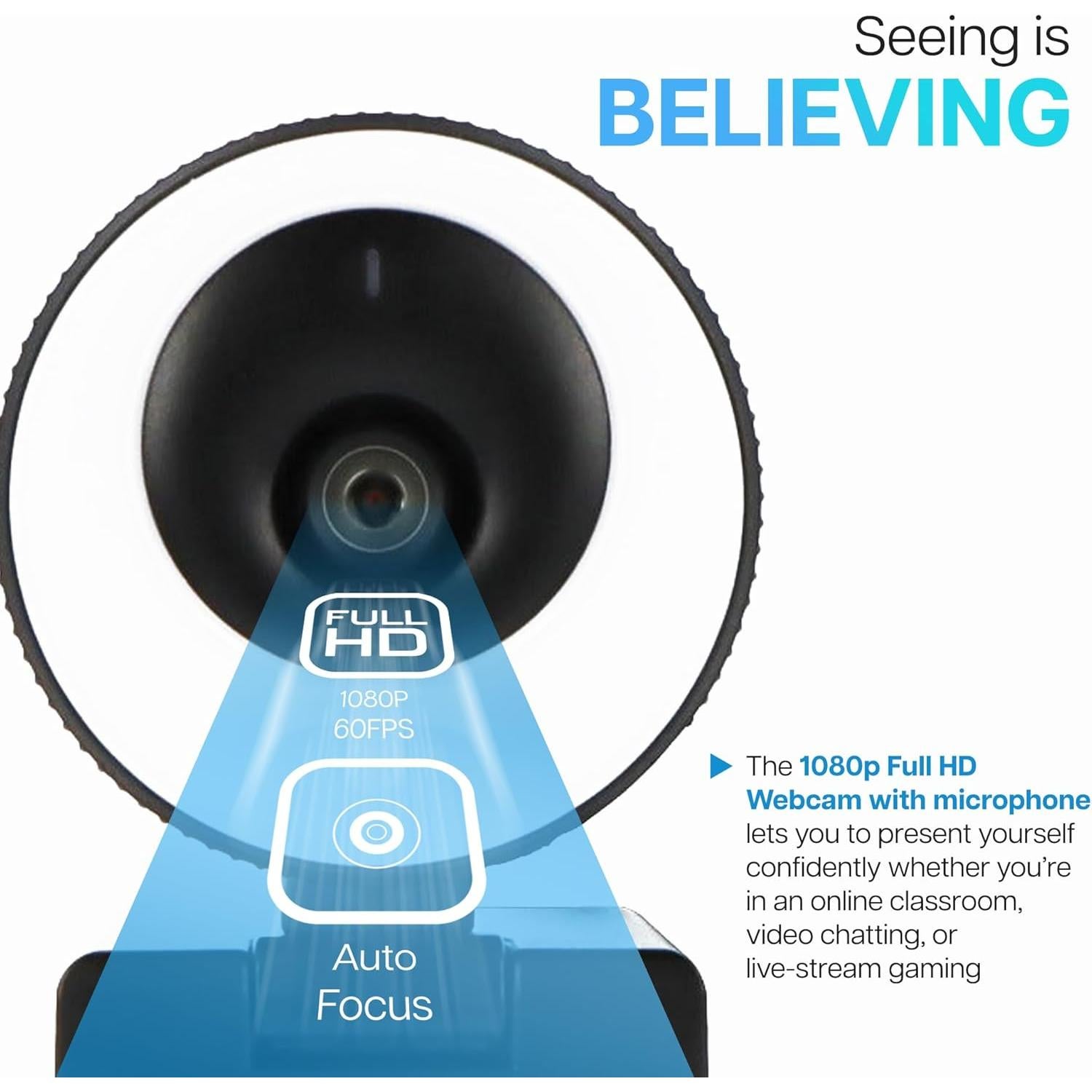 Webcam VisionTek VTWC40 Full HD 1080P con Micrófonos Dual