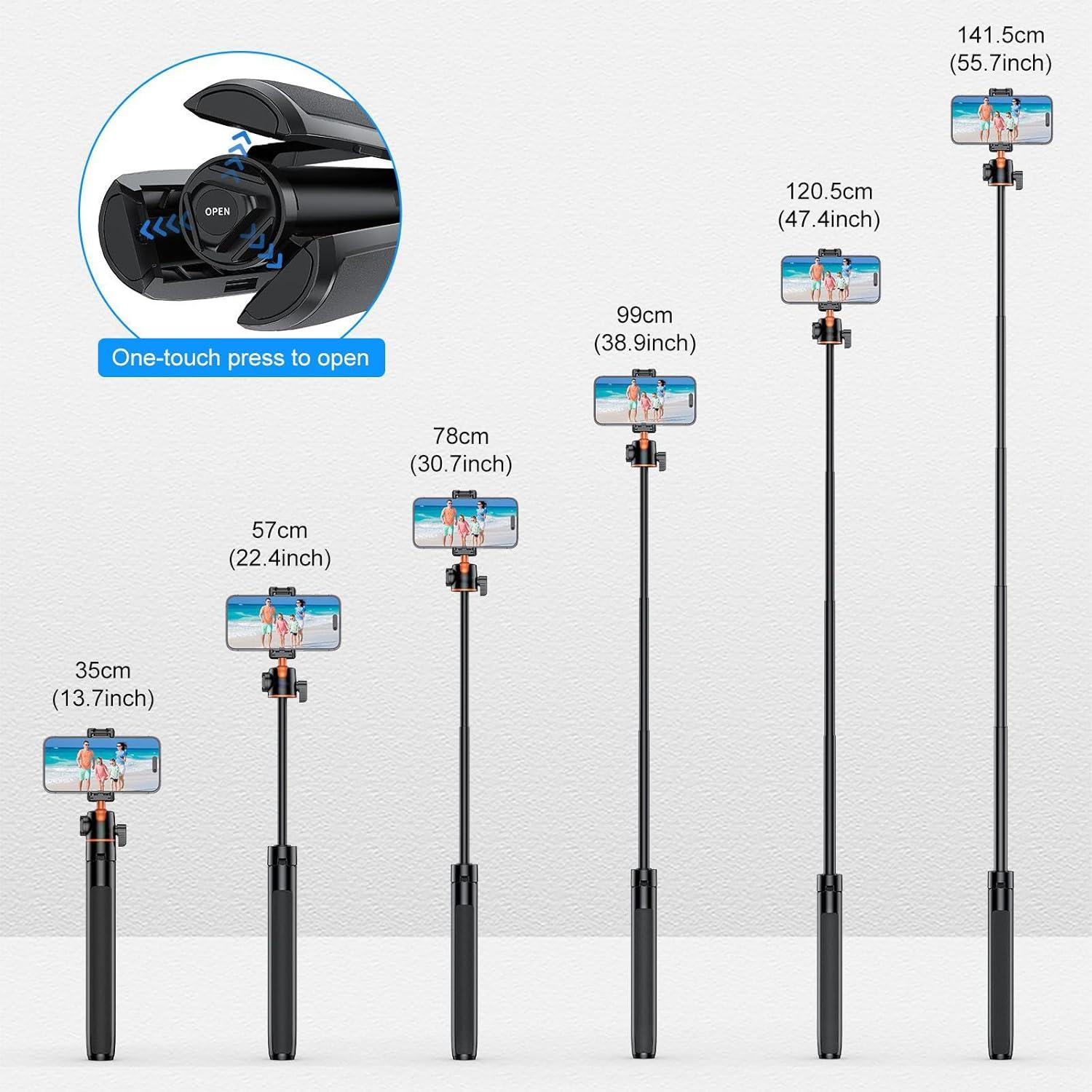 Trípode de Selfie YicDofu 140 cm Ajustable con Cabeza 360°