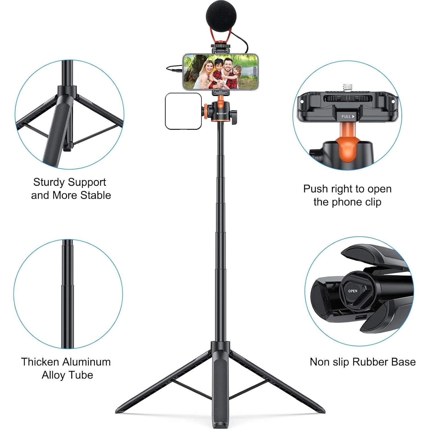 Trípode de Selfie YicDofu 140 cm Ajustable con Cabeza 360°