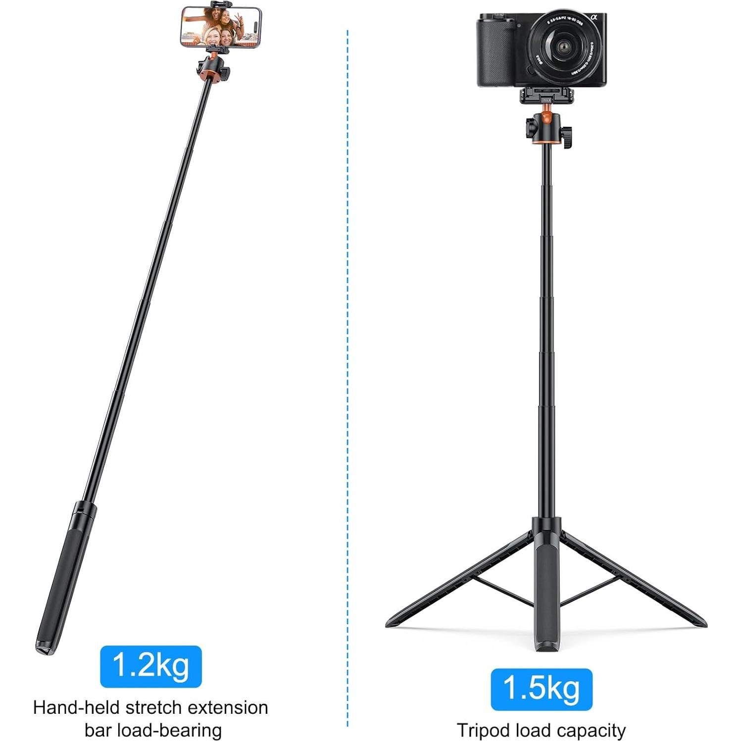 Trípode de Selfie YicDofu 140 cm Ajustable con Cabeza 360°