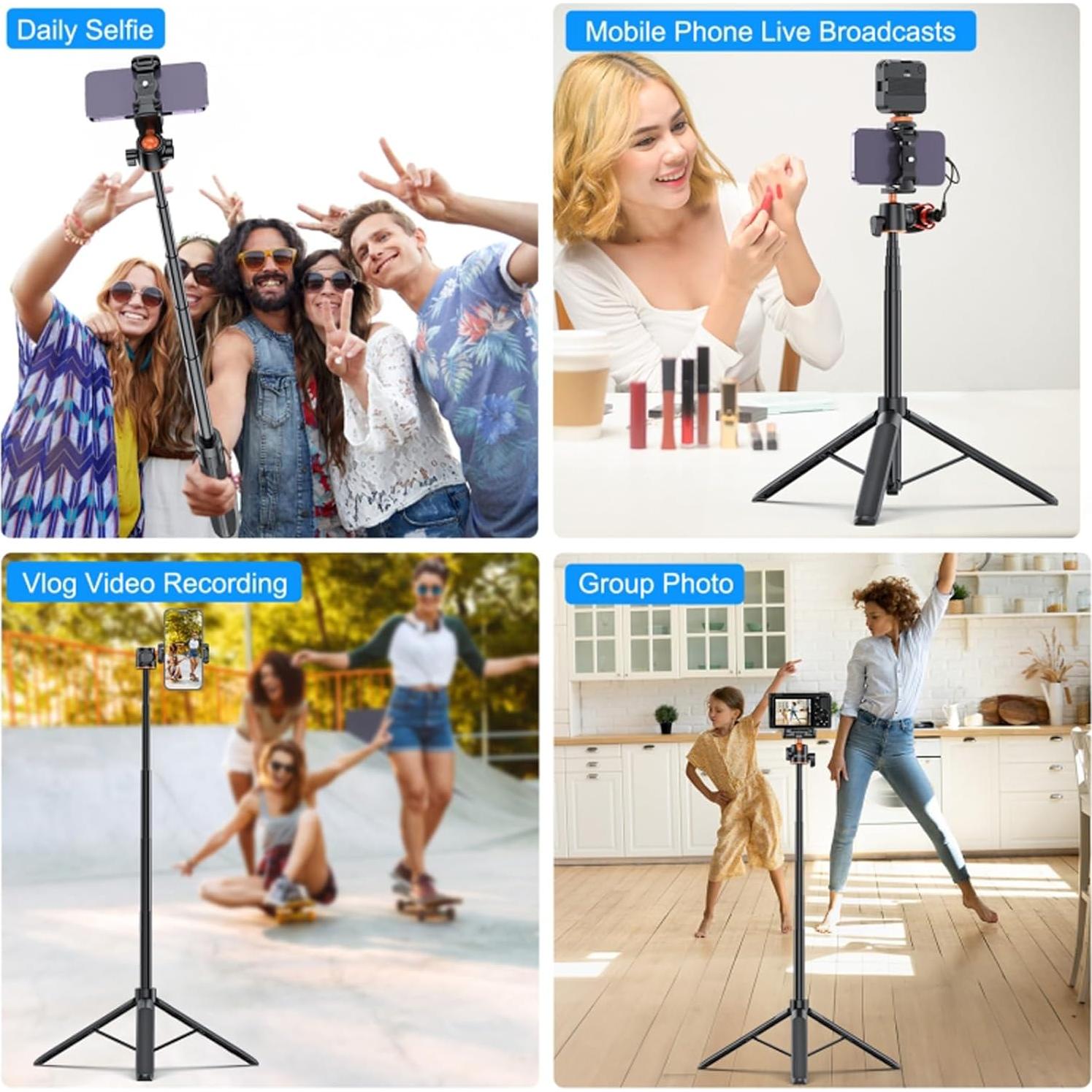Trípode de Selfie YicDofu 140 cm Ajustable con Cabeza 360°